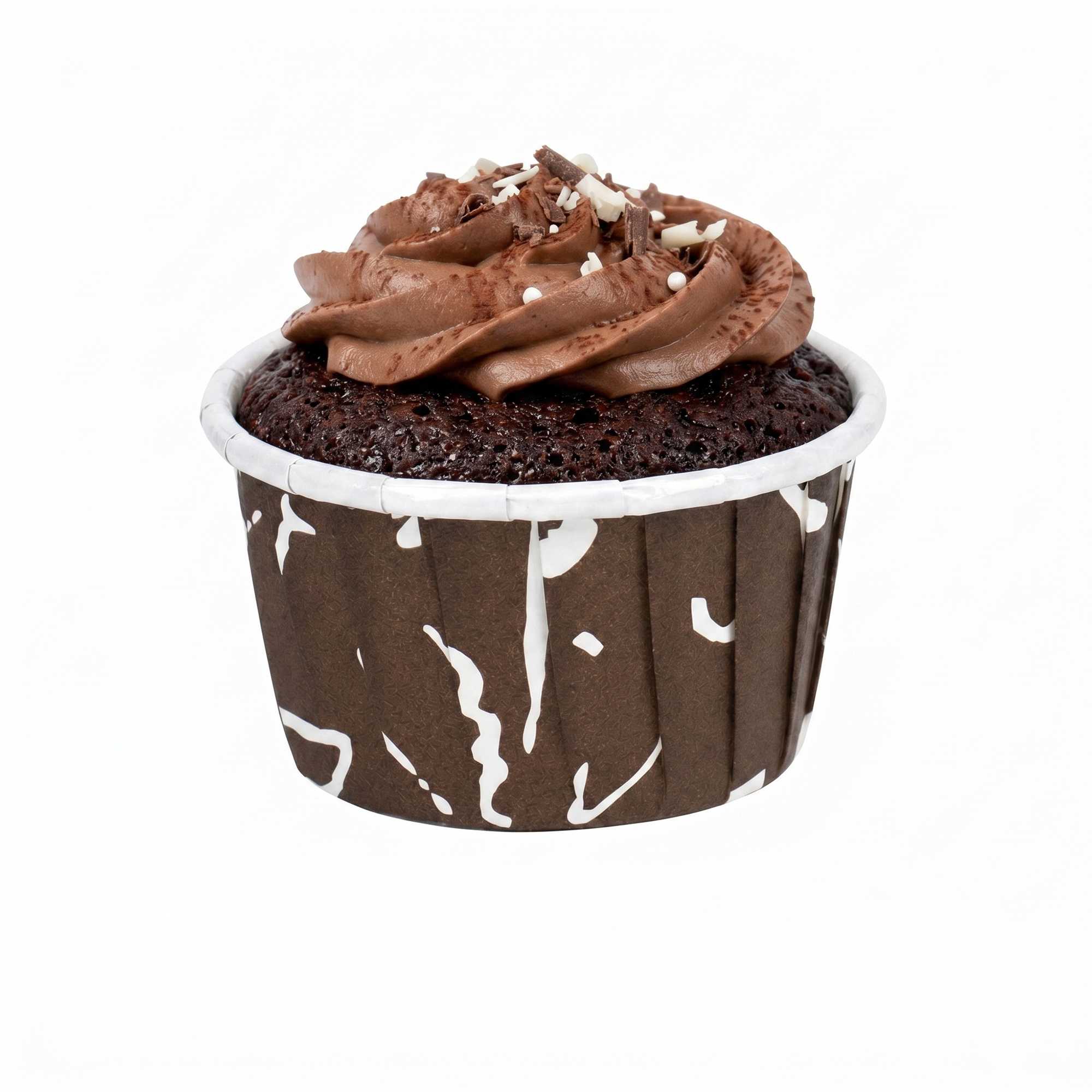 Panificio 1 oz Round Chocolate Wisp Paper Small Baking Cup - Pleated - 2" x 2" x 1 1/4" - 200 count box