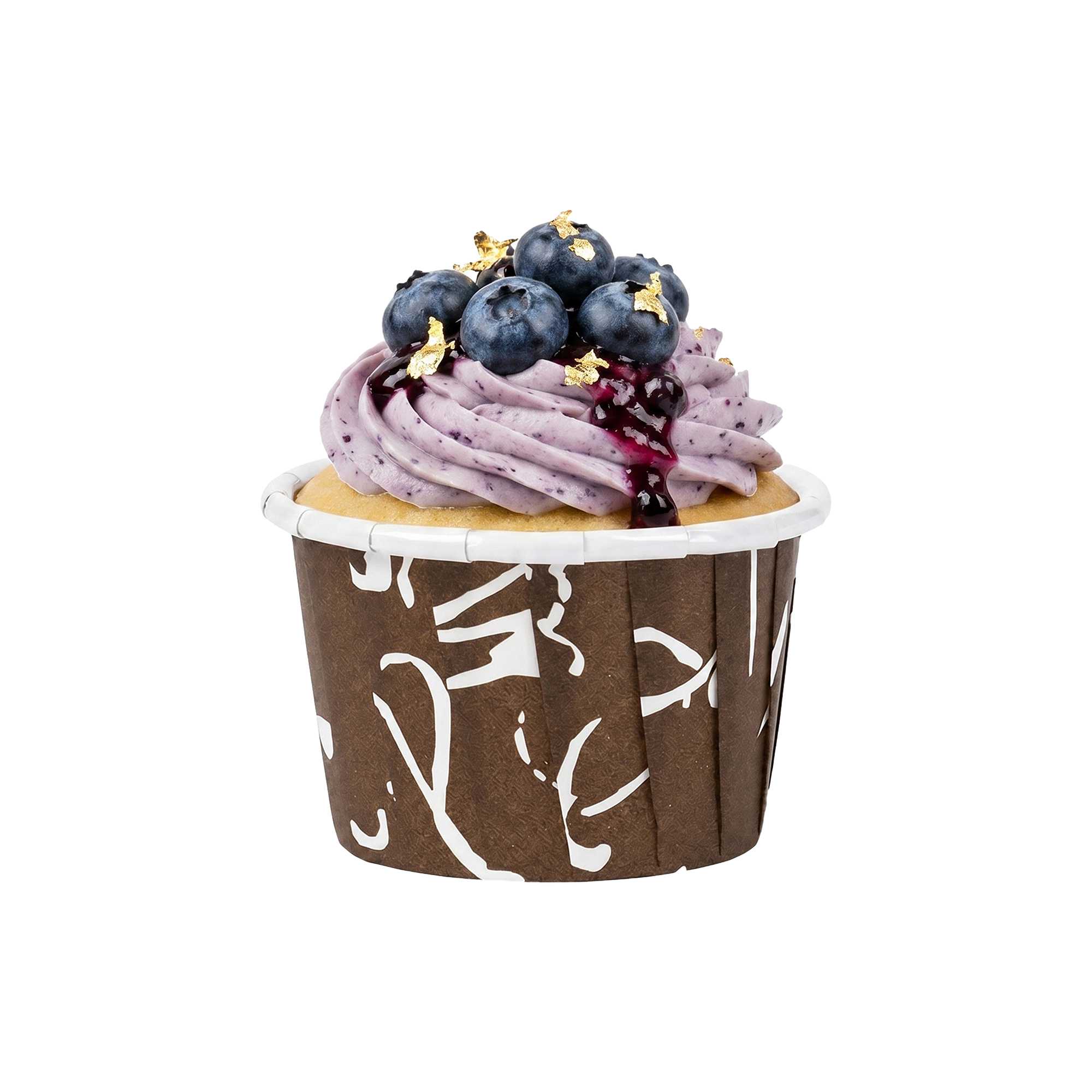 Panificio 2 oz Round Chocolate Wisp Paper Medium Baking Cup - Pleated - 2 1/4" x 2 1/4" x 1 1/2" - 200 count box