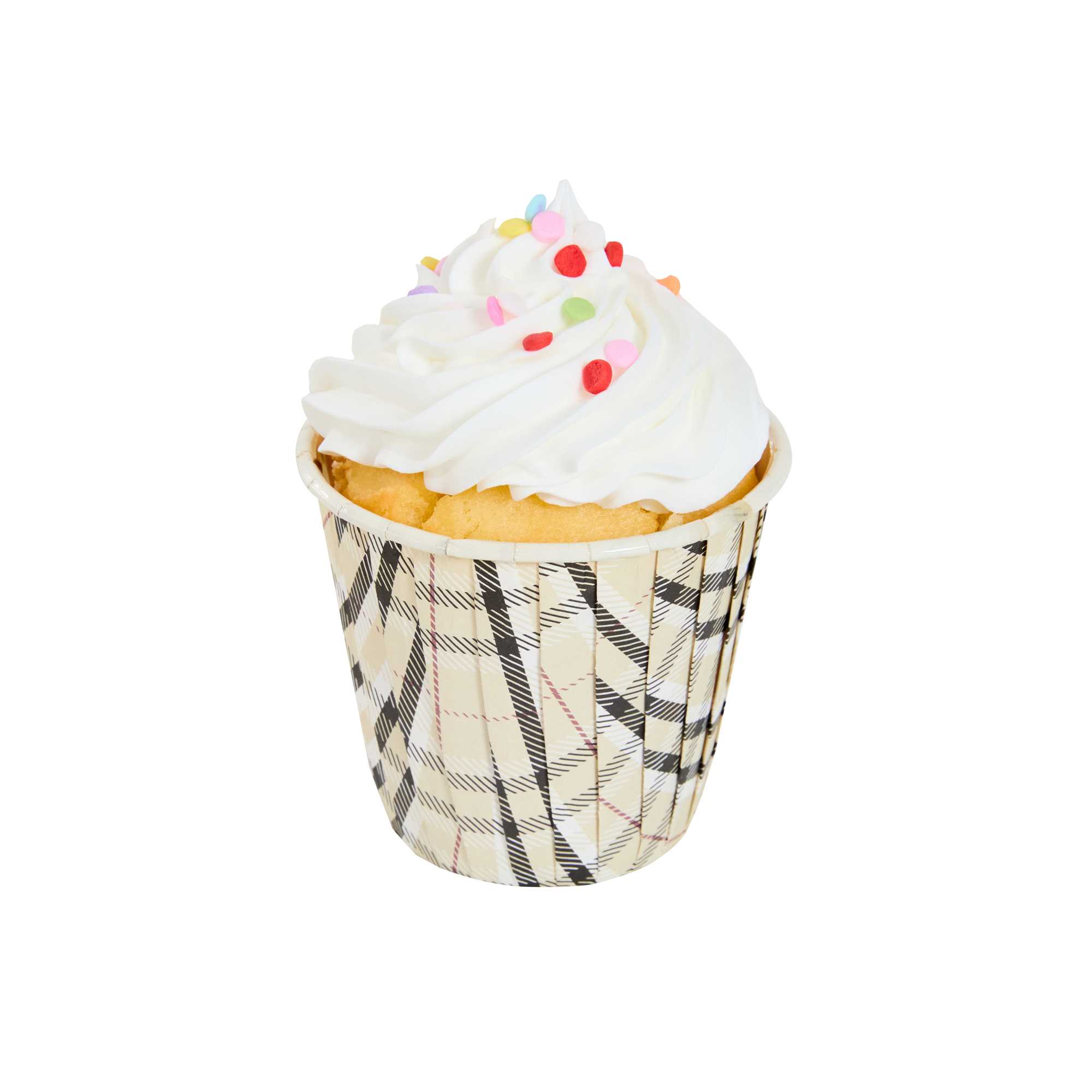 Panificio 4 oz Round Plaid Paper Tall Baking Cup - Pleated - 3" x 3" x 2 3/4" - 200 count box