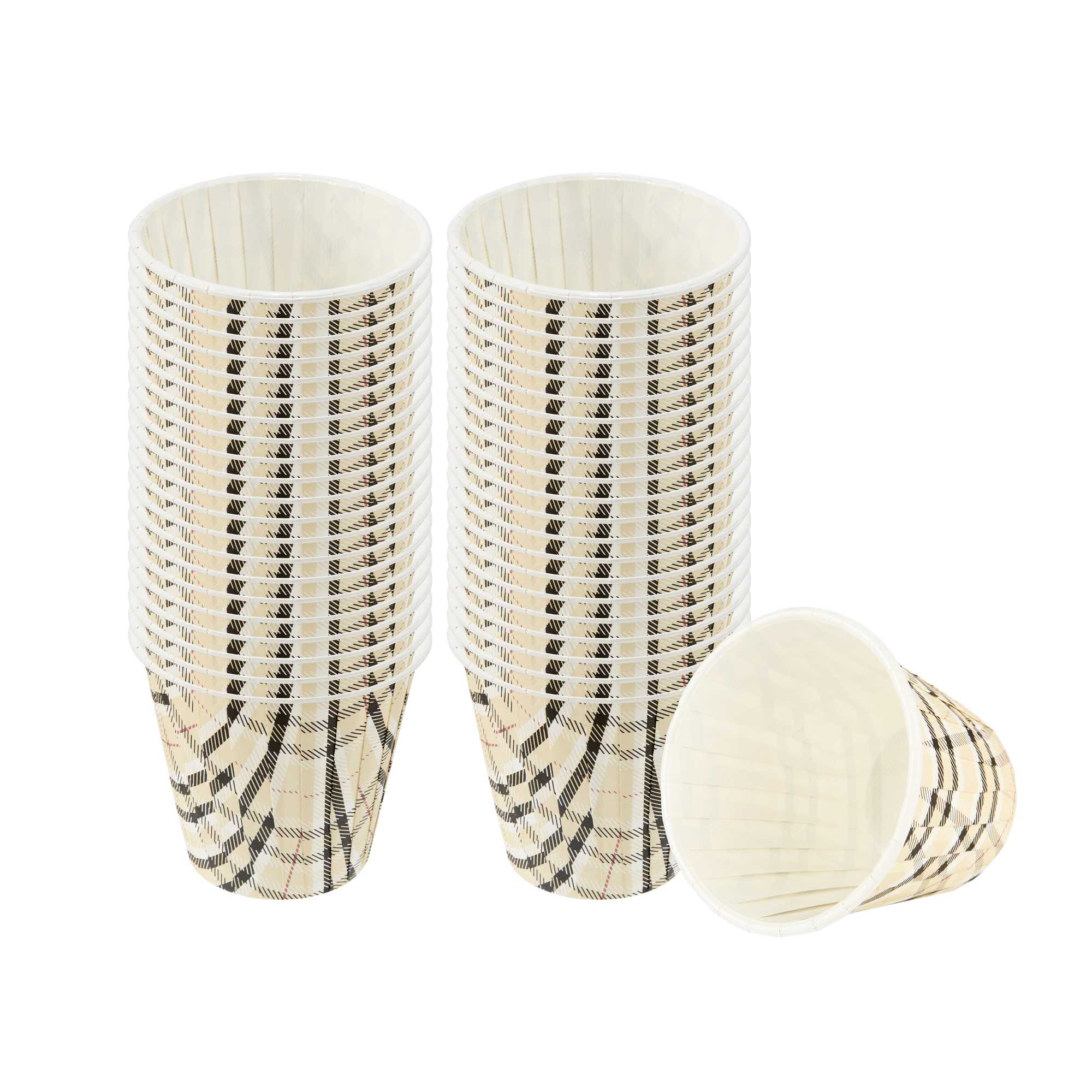 Panificio 4 oz Round Plaid Paper Tall Baking Cup - Pleated - 3" x 3" x 2 3/4" - 200 count box