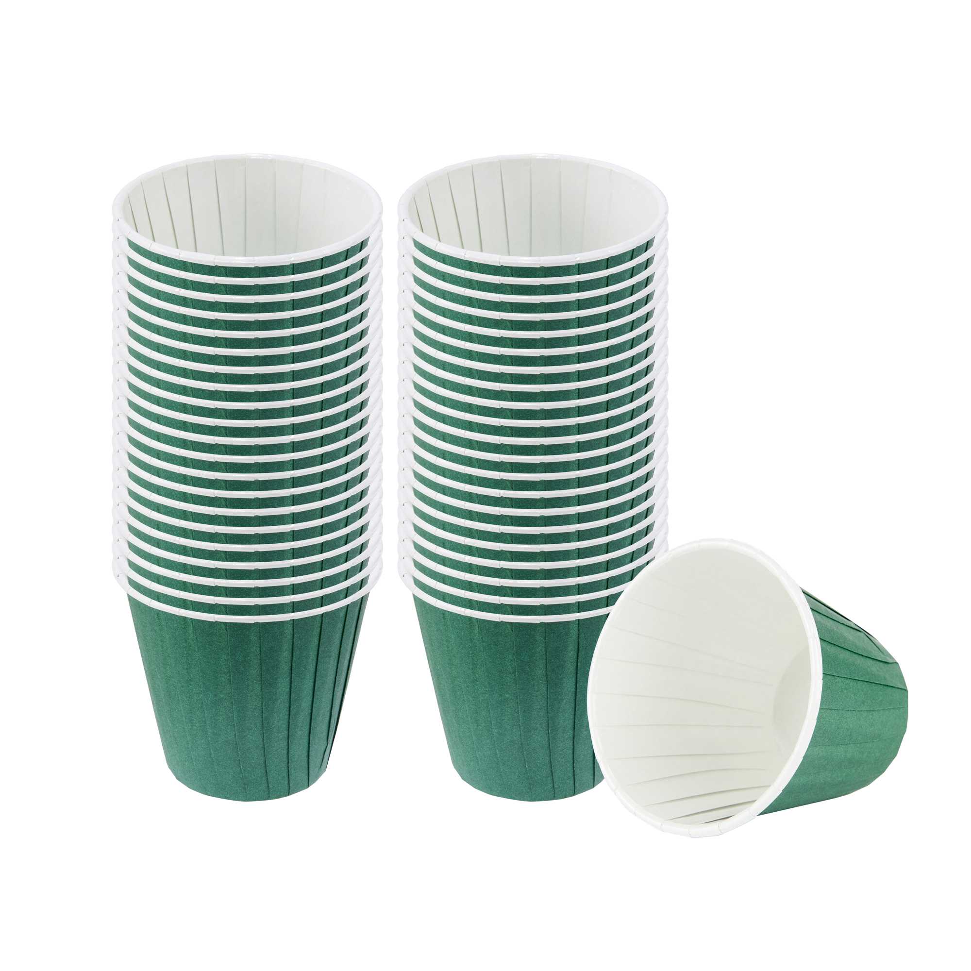 Panificio 4 oz Round Forest Green Paper Tall Baking Cup - Pleated - 3" x 3" x 2 3/4" - 200 count box