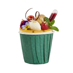 Panificio 4 oz Round Forest Green Paper Tall Baking Cup - Pleated - 3