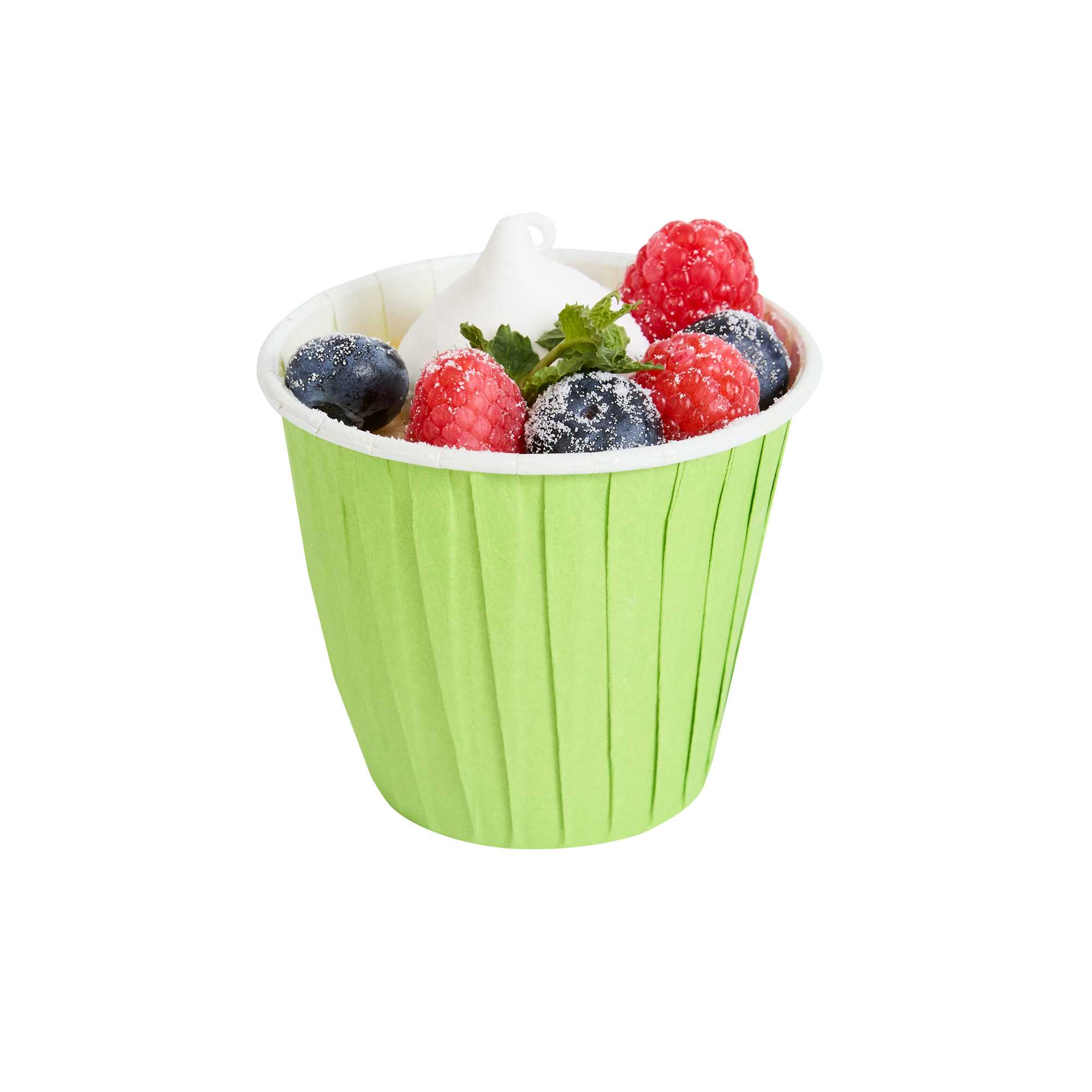 Panificio 4 oz Round Eco Green Paper Tall Baking Cup - Pleated - 3" x 3" x 2 3/4" - 200 count box