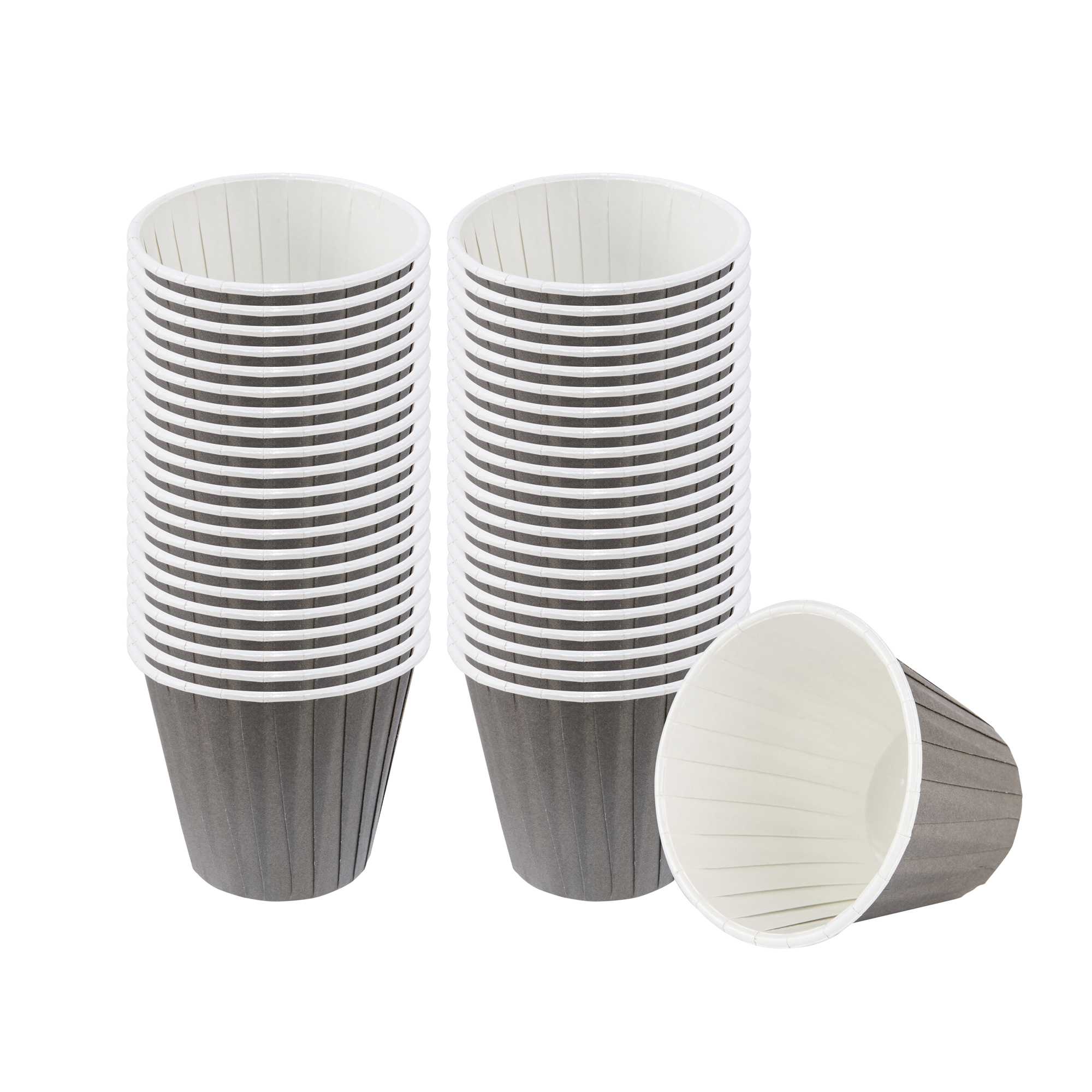 Panificio 4 oz Round Gray Paper Tall Baking Cup - Pleated - 3" x 3" x 2 3/4" - 200 count box