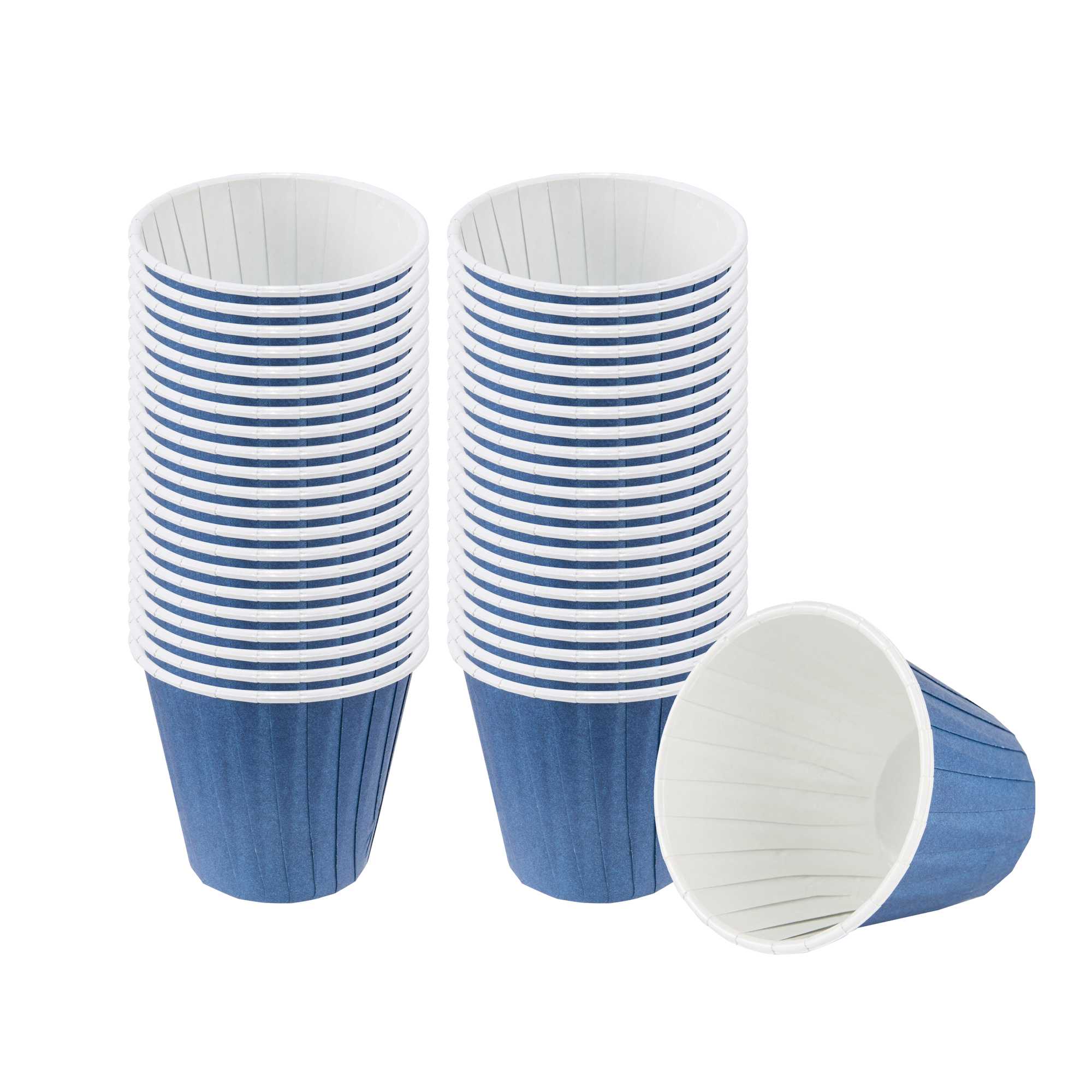 Panificio 4 oz Round Midnight Blue Paper Tall Baking Cup - Pleated - 3" x 3" x 2 3/4" - 200 count box