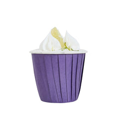 Panificio 4 oz Round Purple Paper Tall Baking Cup - Pleated - 3