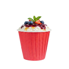 Panificio 4 oz Round Red Paper Tall Baking Cup - Pleated - 3