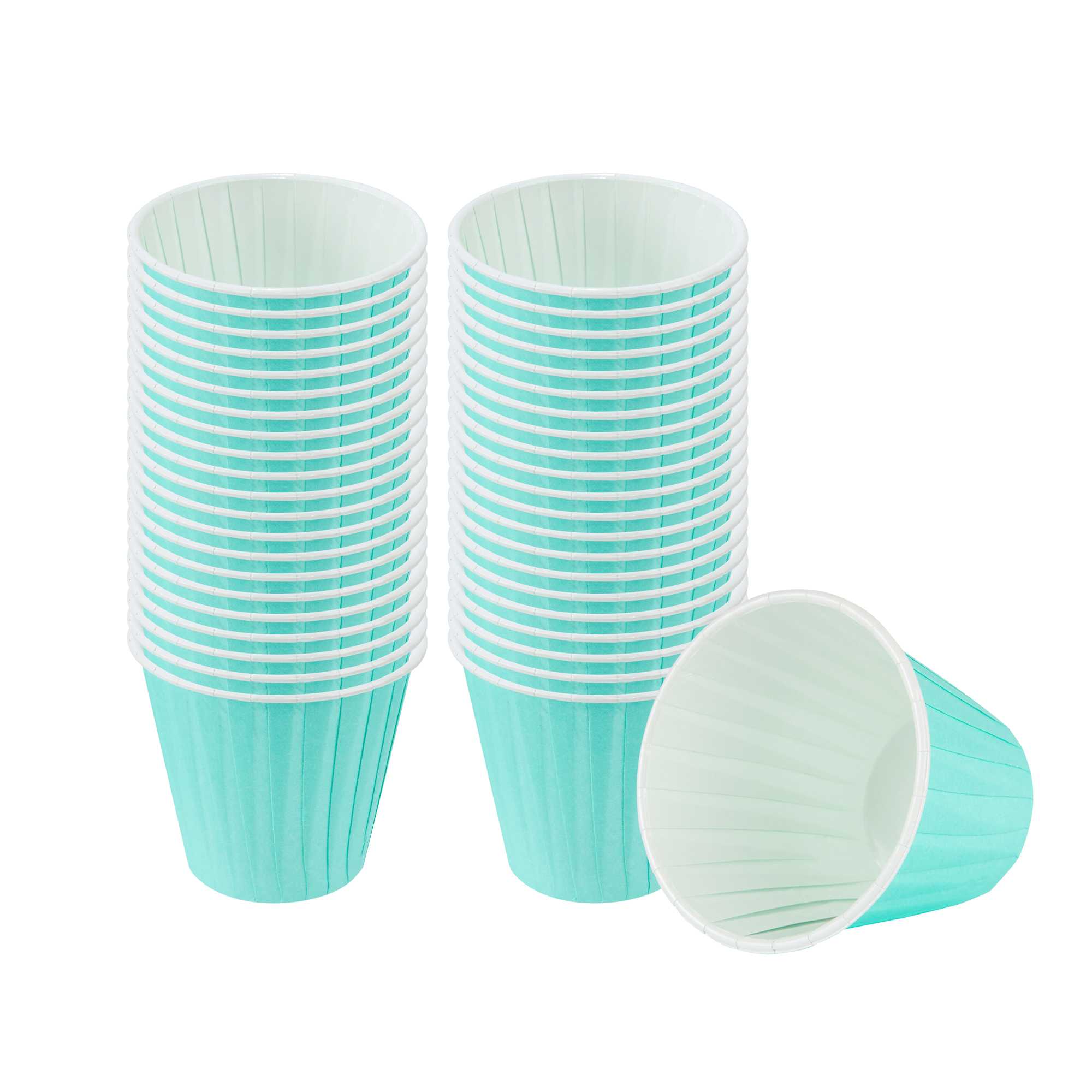 Panificio 4 oz Round Turquoise Paper Tall Baking Cup - Pleated - 3" x 3" x 2 3/4" - 200 count box