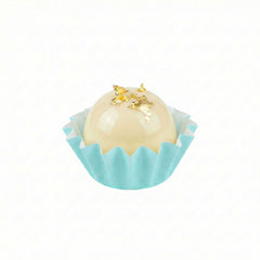 Panificio 0.4 oz Turquoise Floral Paper Mini Baking Cup - Flared - 2