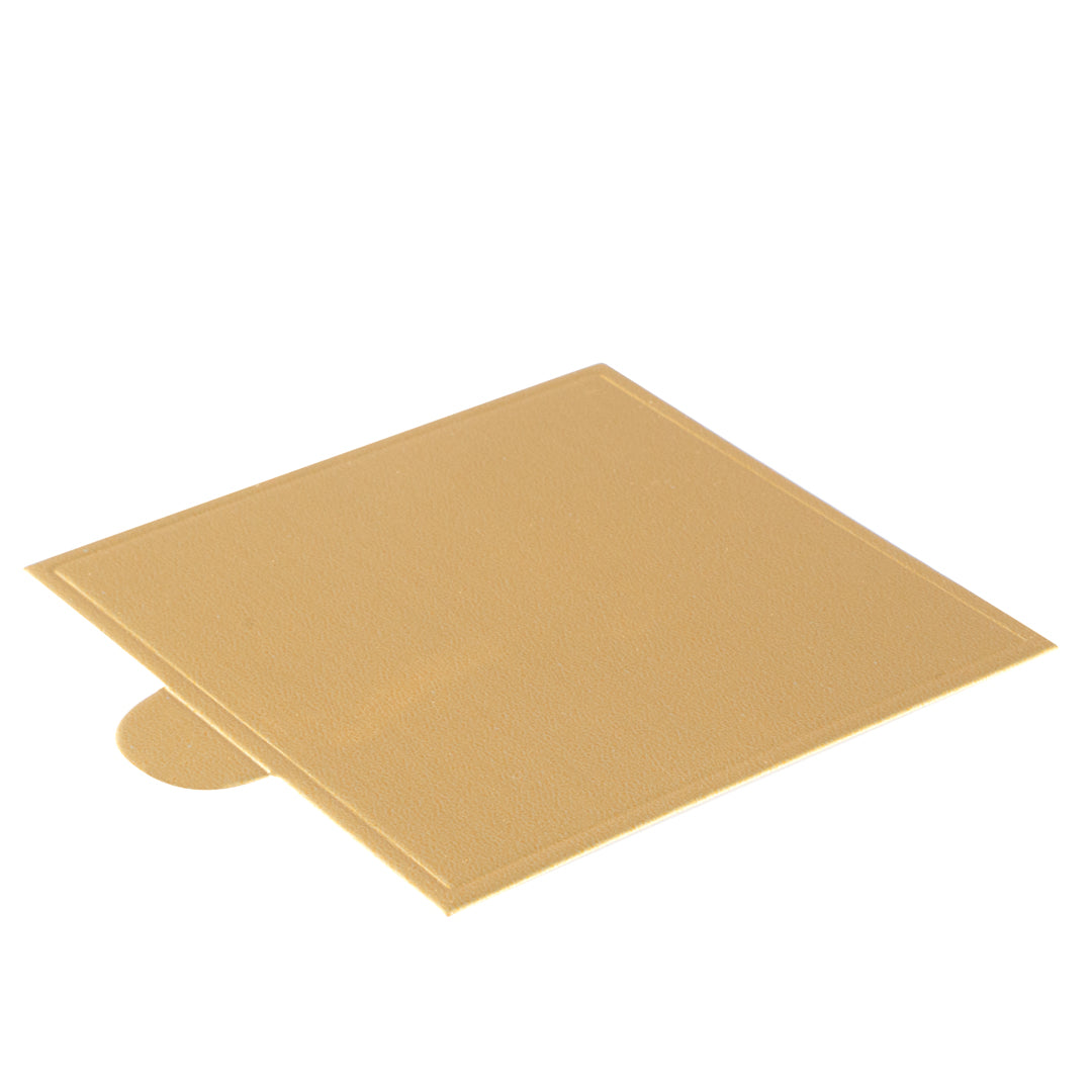 Pastry Tek Square Gold Paper SturdyServe Base - 2 3/4" x 2 3/4" - 200 count box