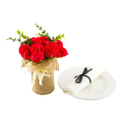Sapone del Fiore Red Plastic Roses in Plastic Pot - 7 Blooms - 4