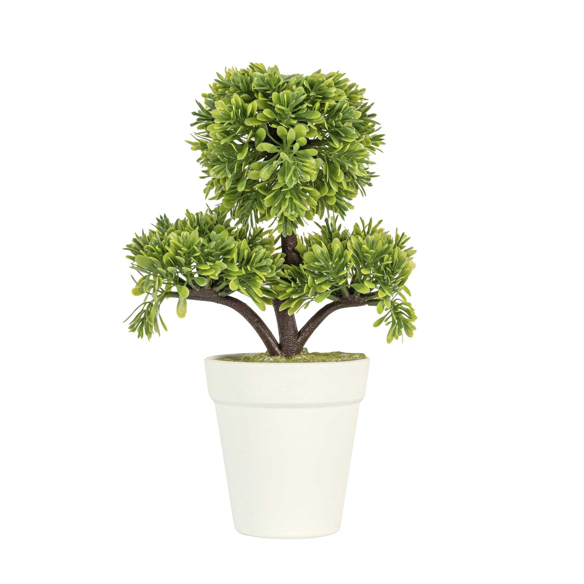 Fiore Round Green Plastic Petite Green Tree in Plastic Pot - 7" x 4" x 11" - 12 count box