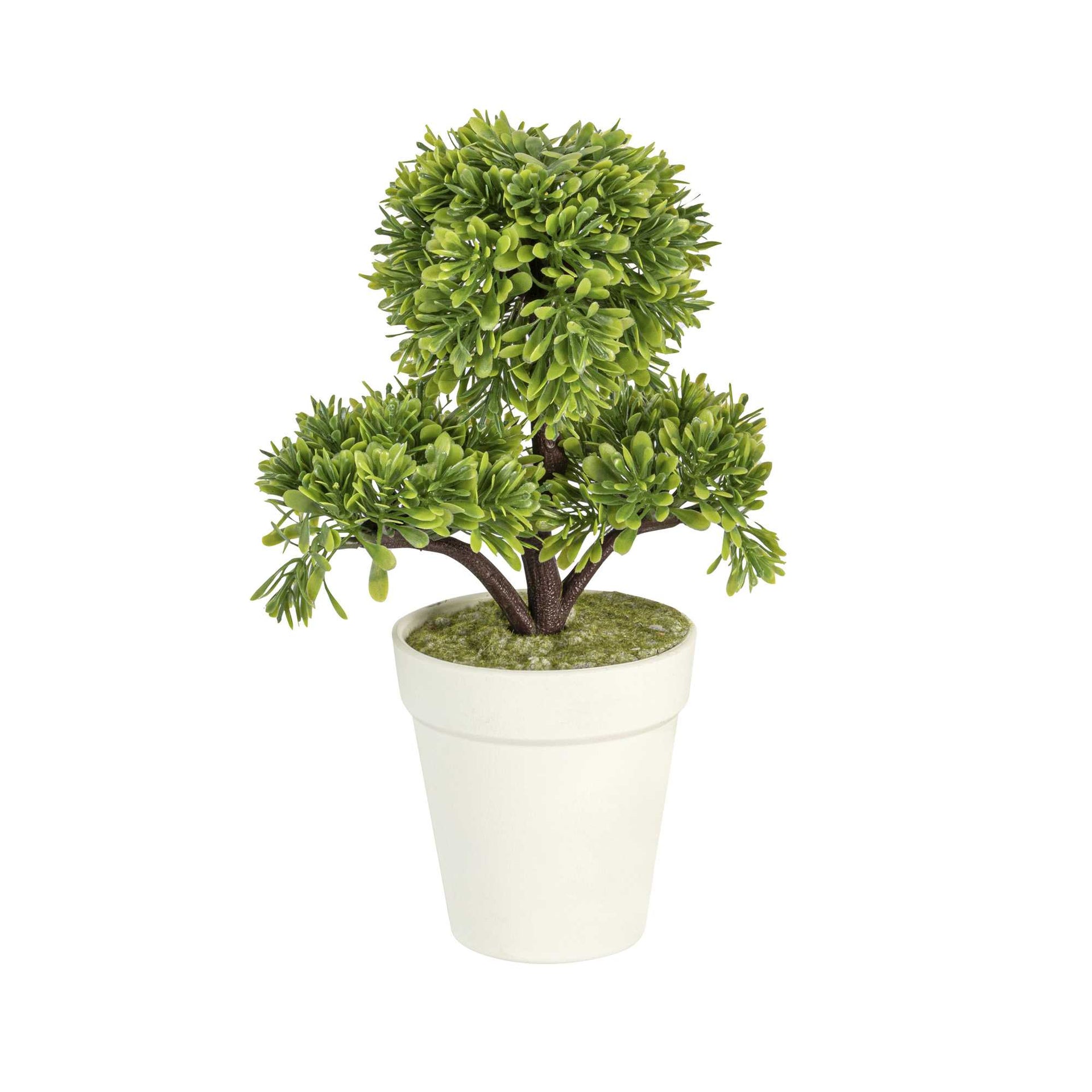 Fiore Round Green Plastic Petite Green Tree in Plastic Pot - 7" x 4" x 11" - 12 count box