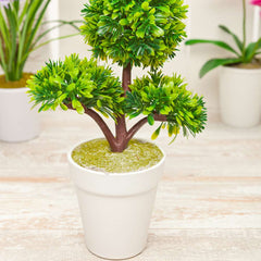 Fiore Round Green Plastic Petite Green Tree in Plastic Pot - 7