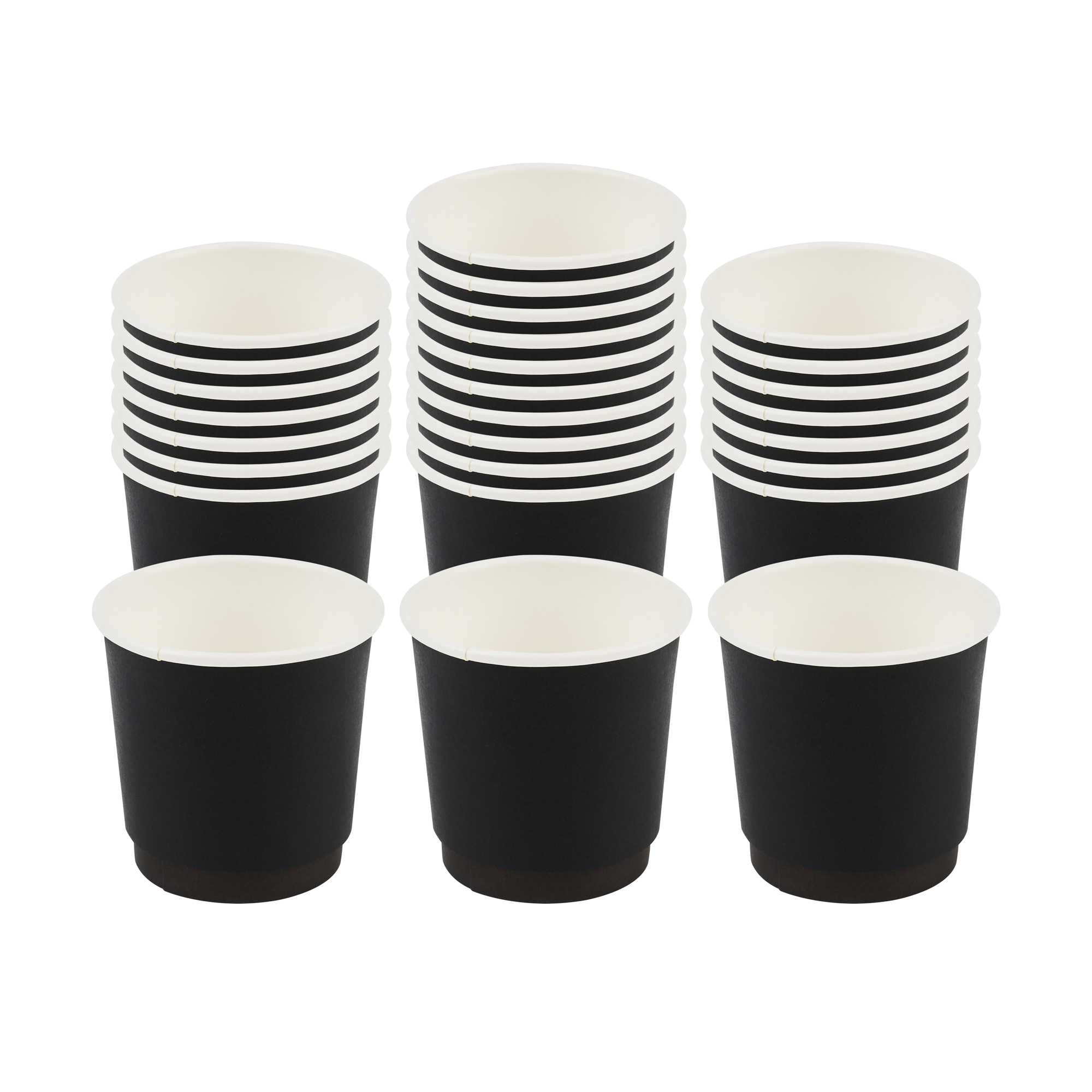 Restpresso 4 oz Black Paper Coffee Cup - Double Wall - 2 1/2" x 2 1/2" x 2 1/4" - 25 count box