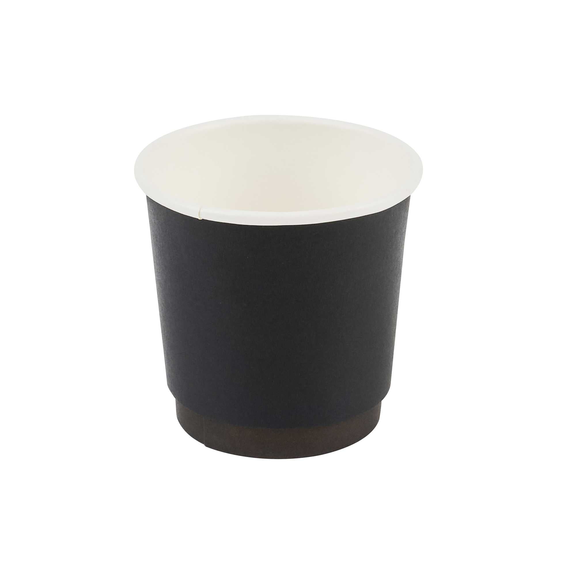 Restpresso 4 oz Black Paper Coffee Cup - Double Wall - 2 1/2" x 2 1/2" x 2 1/4" - 25 count box