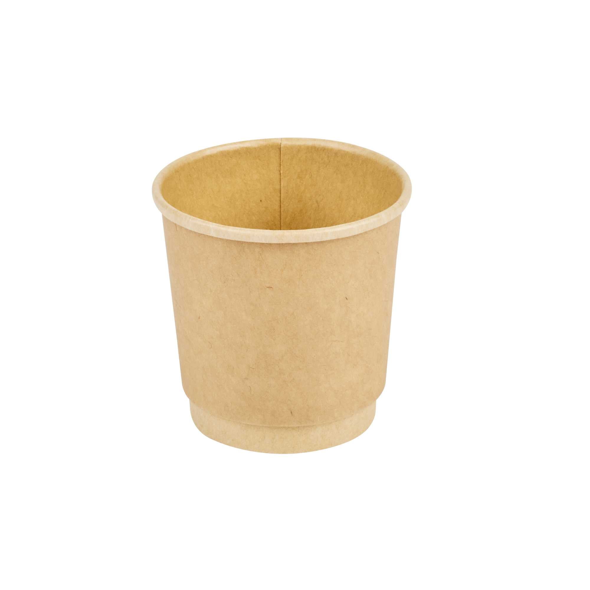 Restpresso 4 oz Kraft Paper Coffee Cup - Double Wall - 2 1/2" x 2 1/2" x 2 1/4" - 25 count box