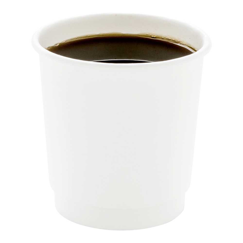 Restpresso 4 oz White Paper Coffee Cup - Double Wall - 2 1/2" x 2 1/2" x 2 1/4" - 25 count box