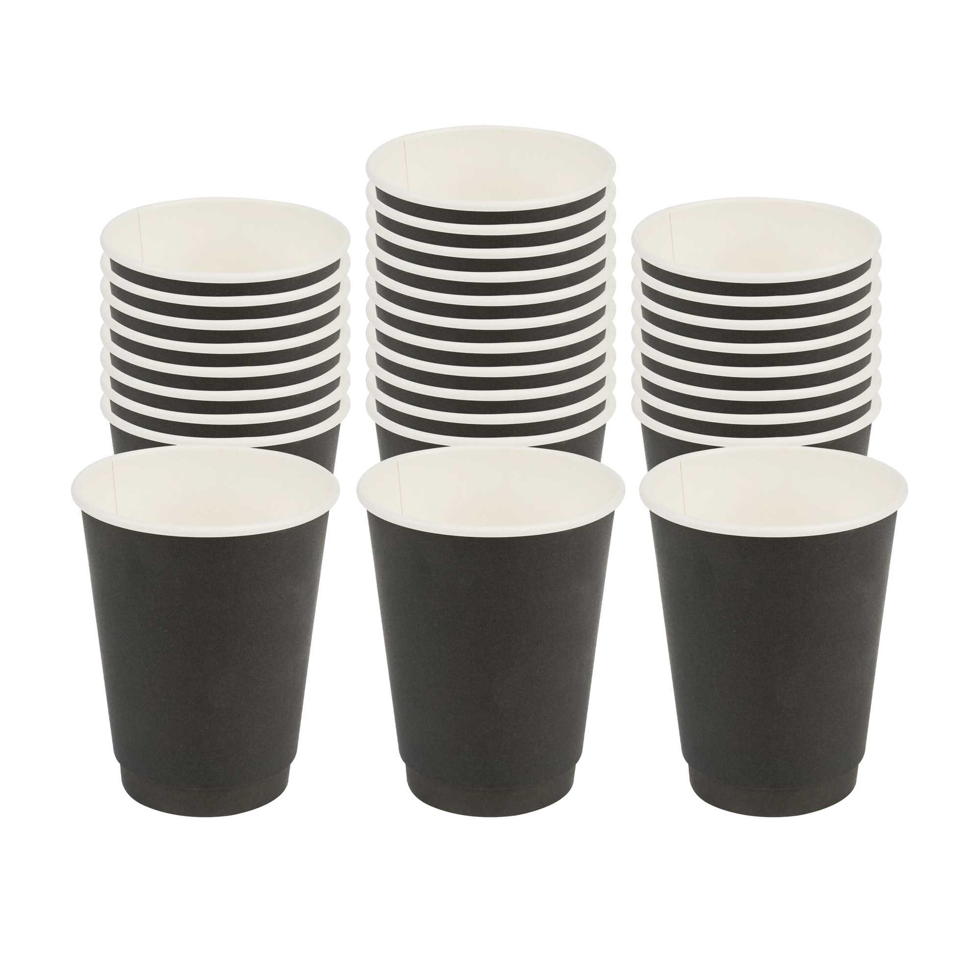Restpresso 12 oz Black Paper Coffee Cup - Double Wall - 3 1/2" x 3 1/2" x 4 1/4" - 500 count box