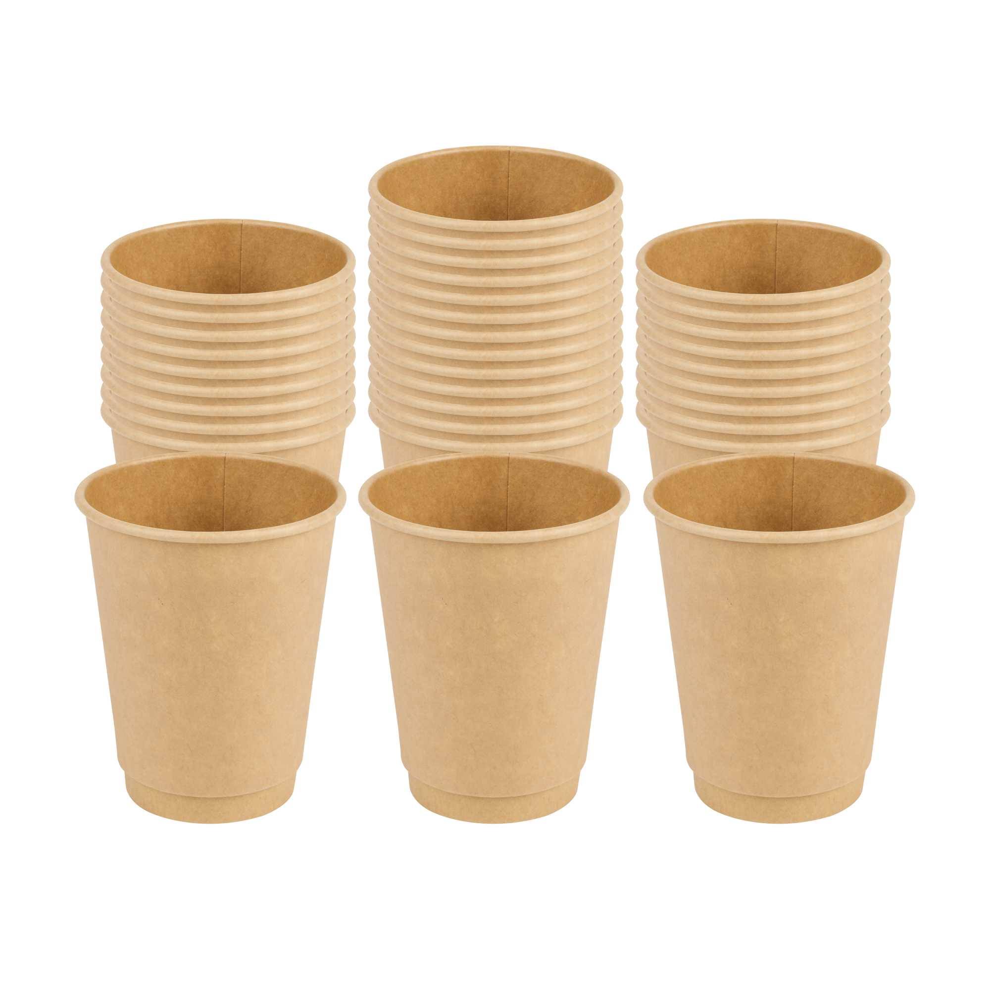 Restpresso 12 oz Kraft Paper Coffee Cup - Double Wall - 3 1/2" x 3 1/2" x 4 1/4" - 25 count box