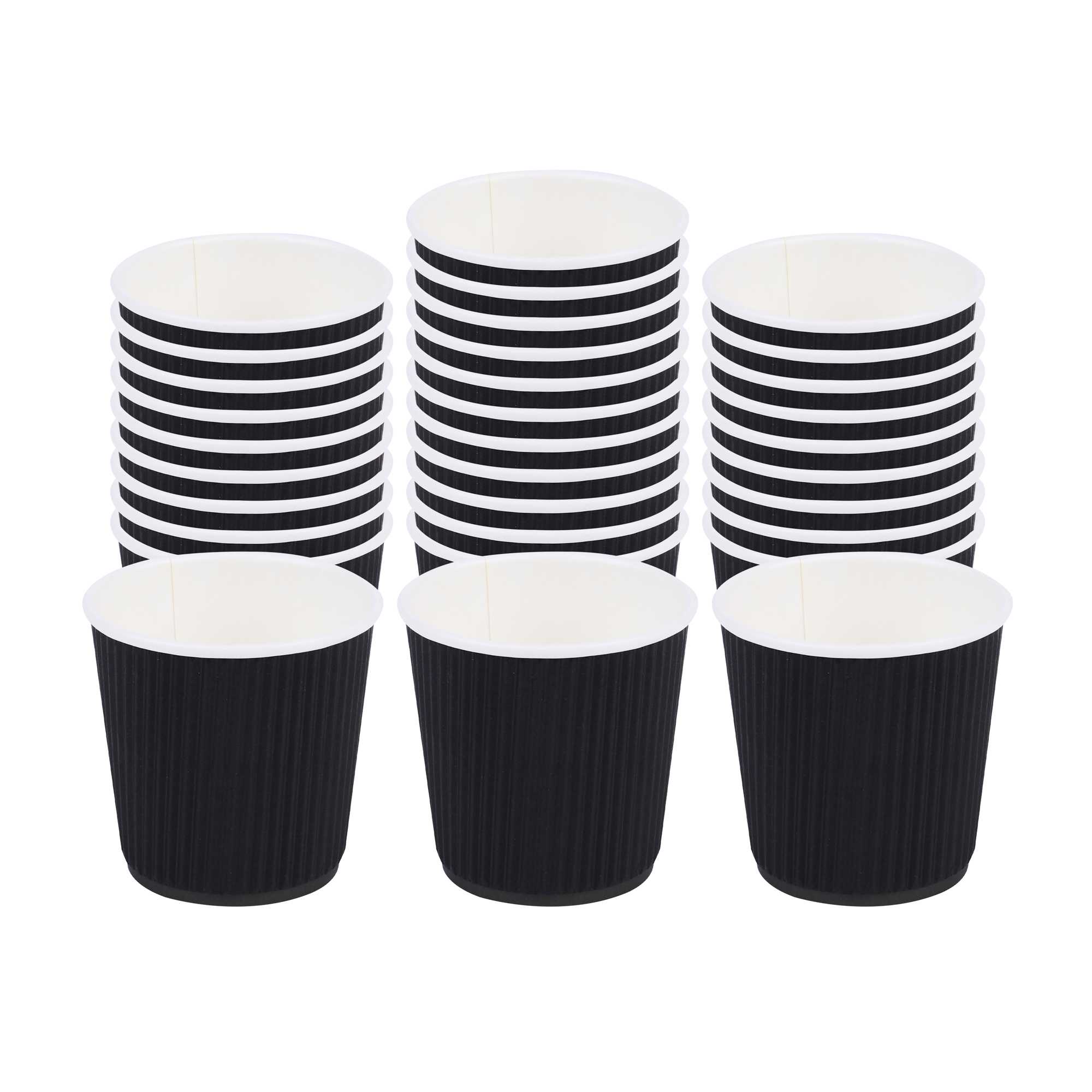 Restpresso 4 oz Black Paper Coffee Cup - Ripple Wall - 2 1/2" x 2 1/2" x 2 1/4" - 500 count box