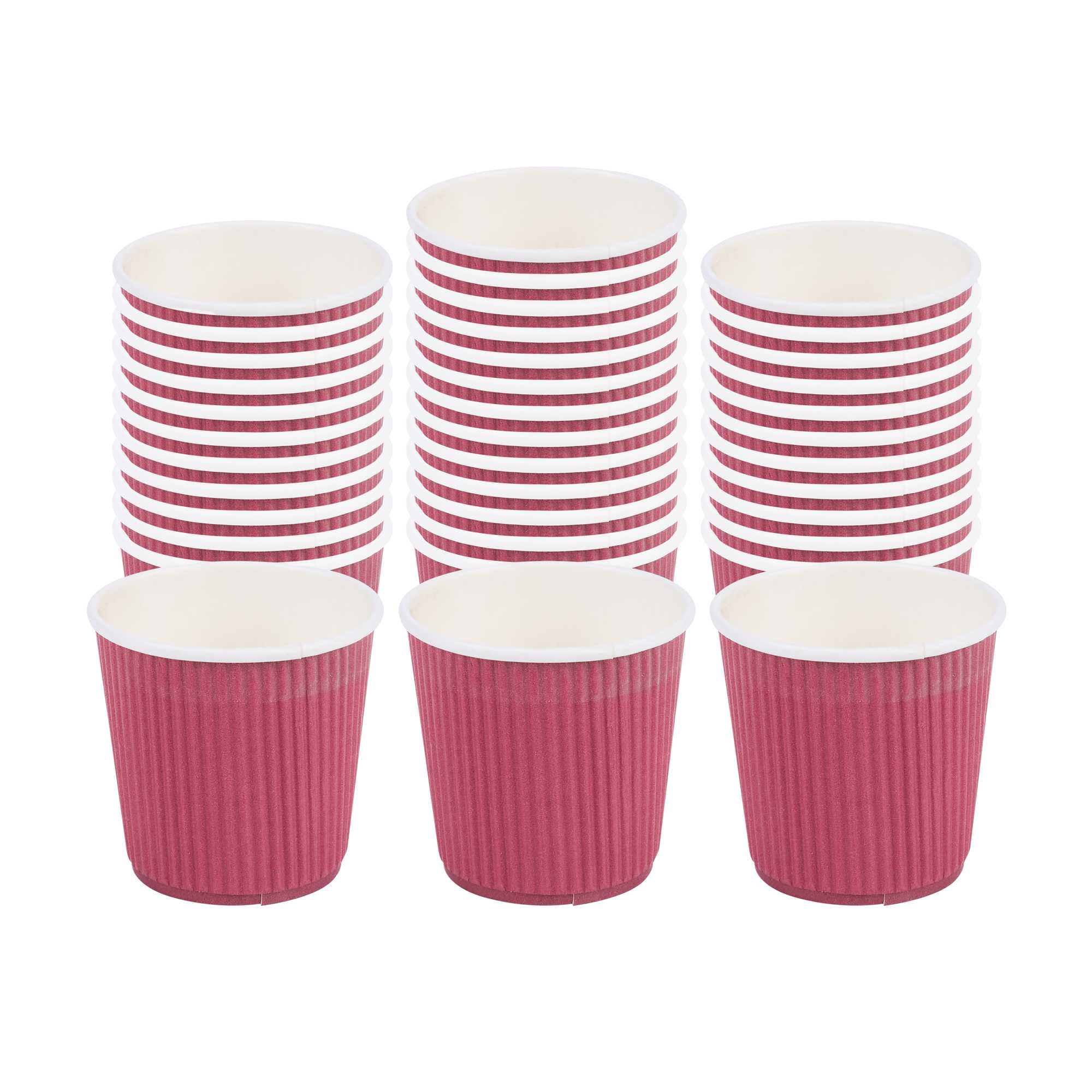 4 oz Crimson Paper Coffee Cup - Ripple Wall - 2 1/2" x 2 1/2" x 2 1/4" - 500 count box
