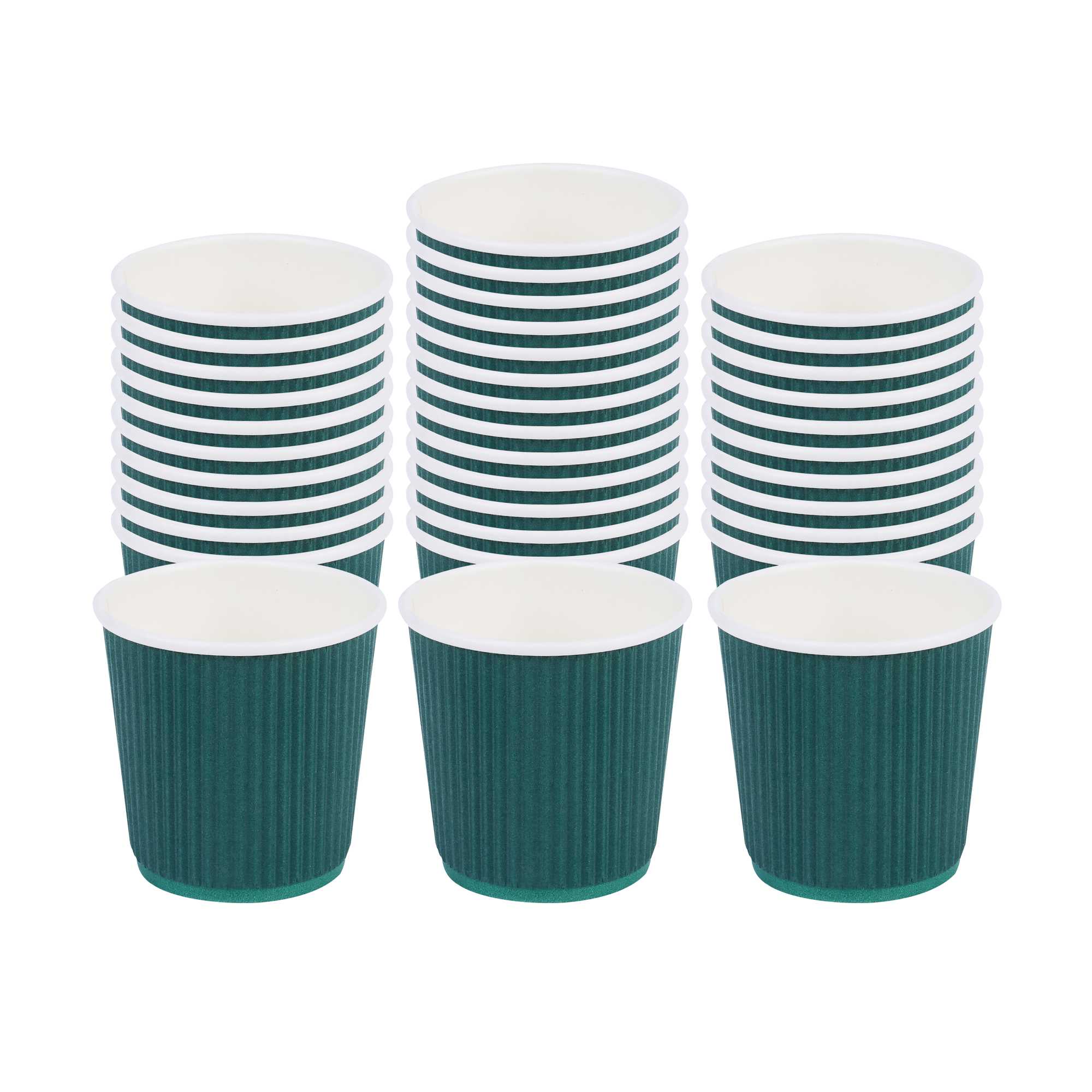 4 oz Forest Green Paper Coffee Cup - Ripple Wall - 2 1/2" x 2 1/2" x 2 1/4" - 500 count box