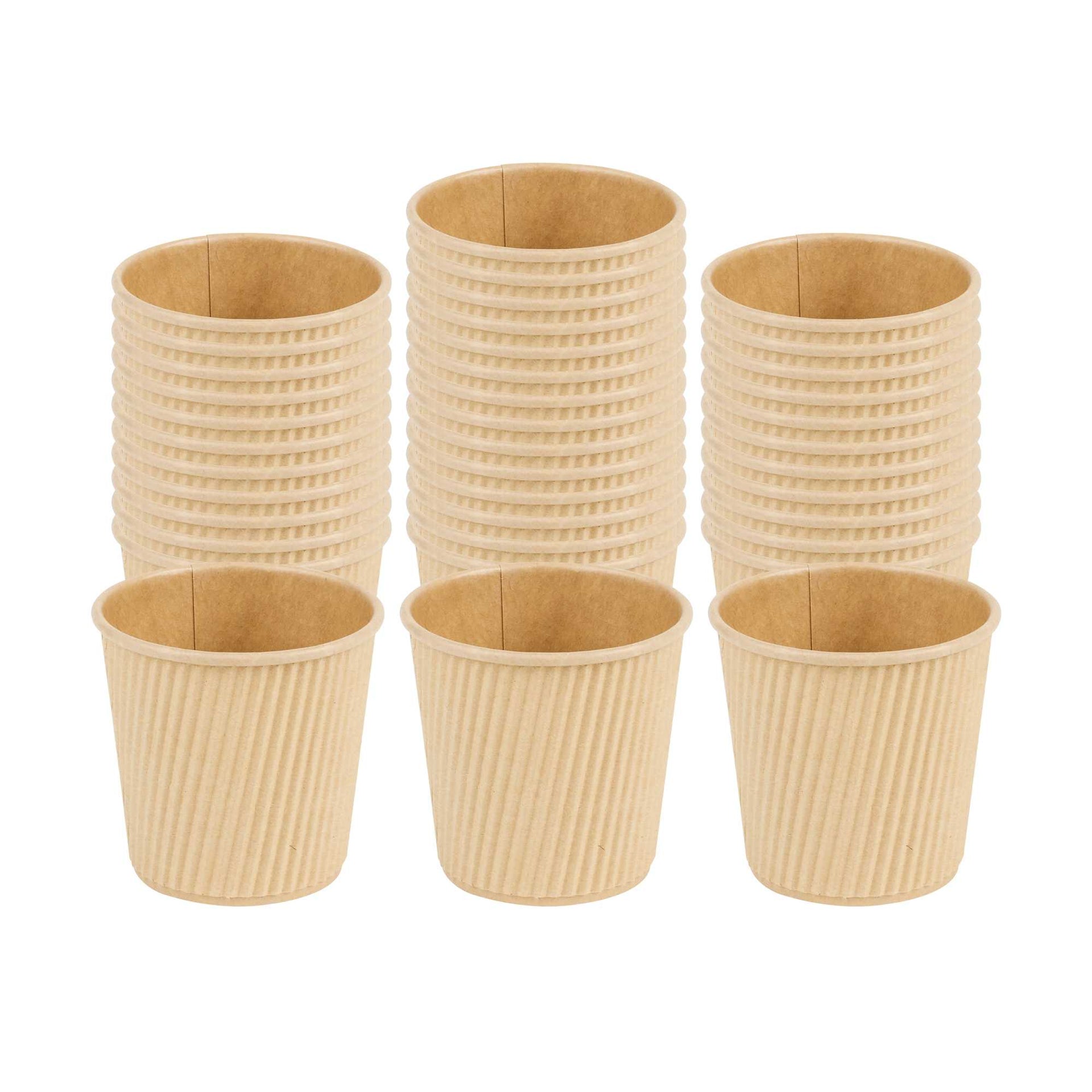 4 oz Kraft Paper Coffee Cup - Ripple Wall - 2 1/2" x 2 1/2" x 2 1/4" - 500 count box