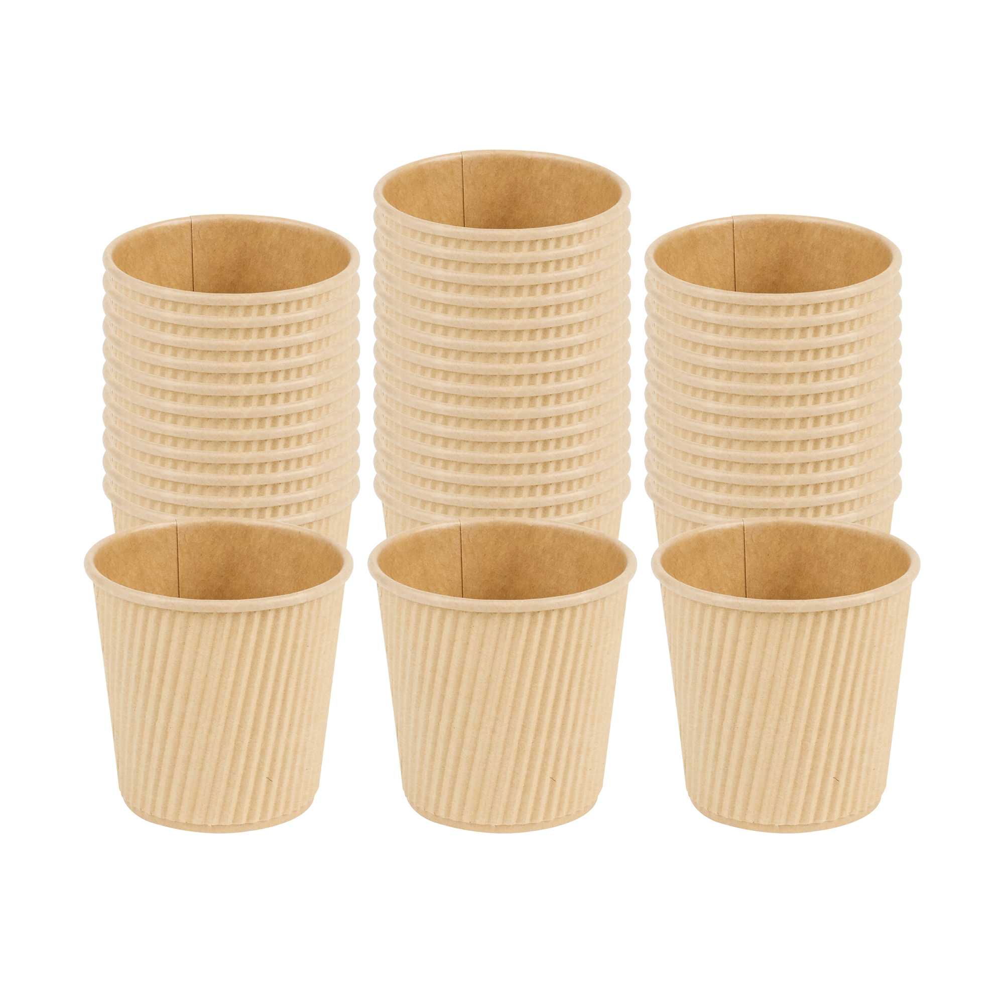 4 oz Kraft Paper Coffee Cup - Ripple Wall - 2 1/2" x 2 1/2" x 2 1/4" - 25 count box