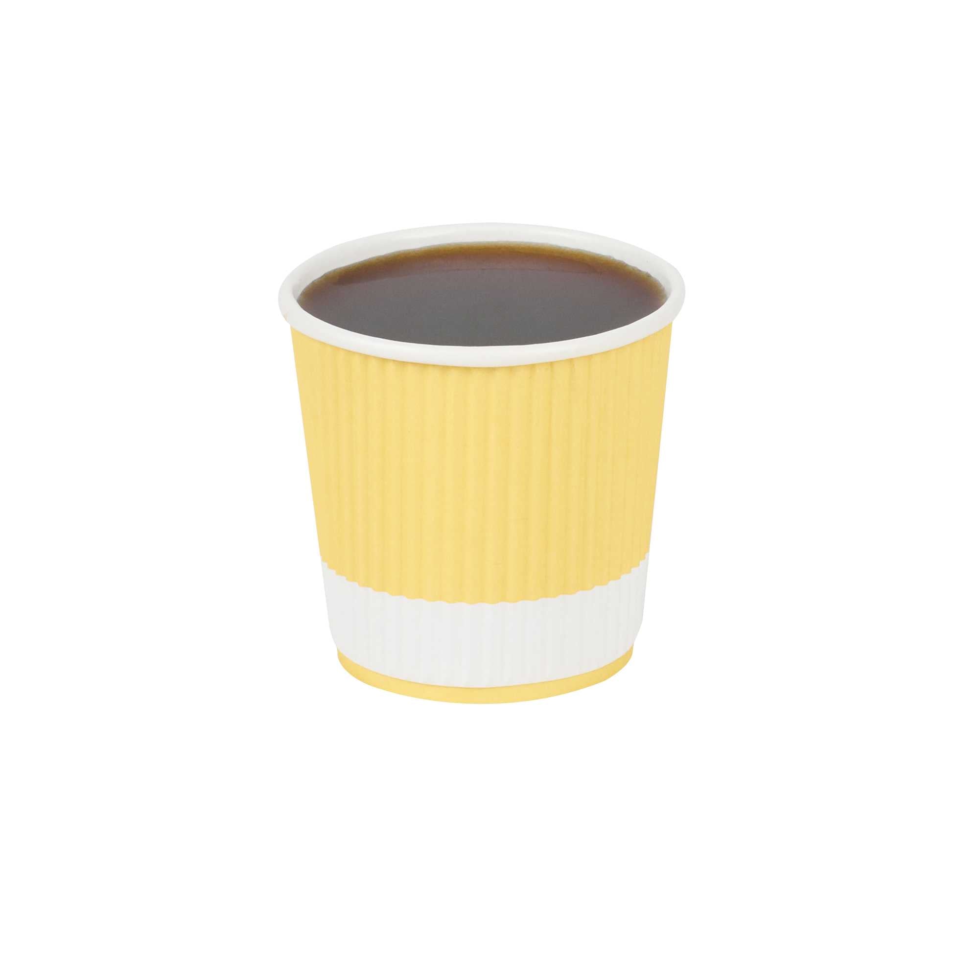 4 oz Light Yellow Paper Coffee Cup - Ripple Wall - 2 1/2" x 2 1/2" x 2 1/4" - 25 count box