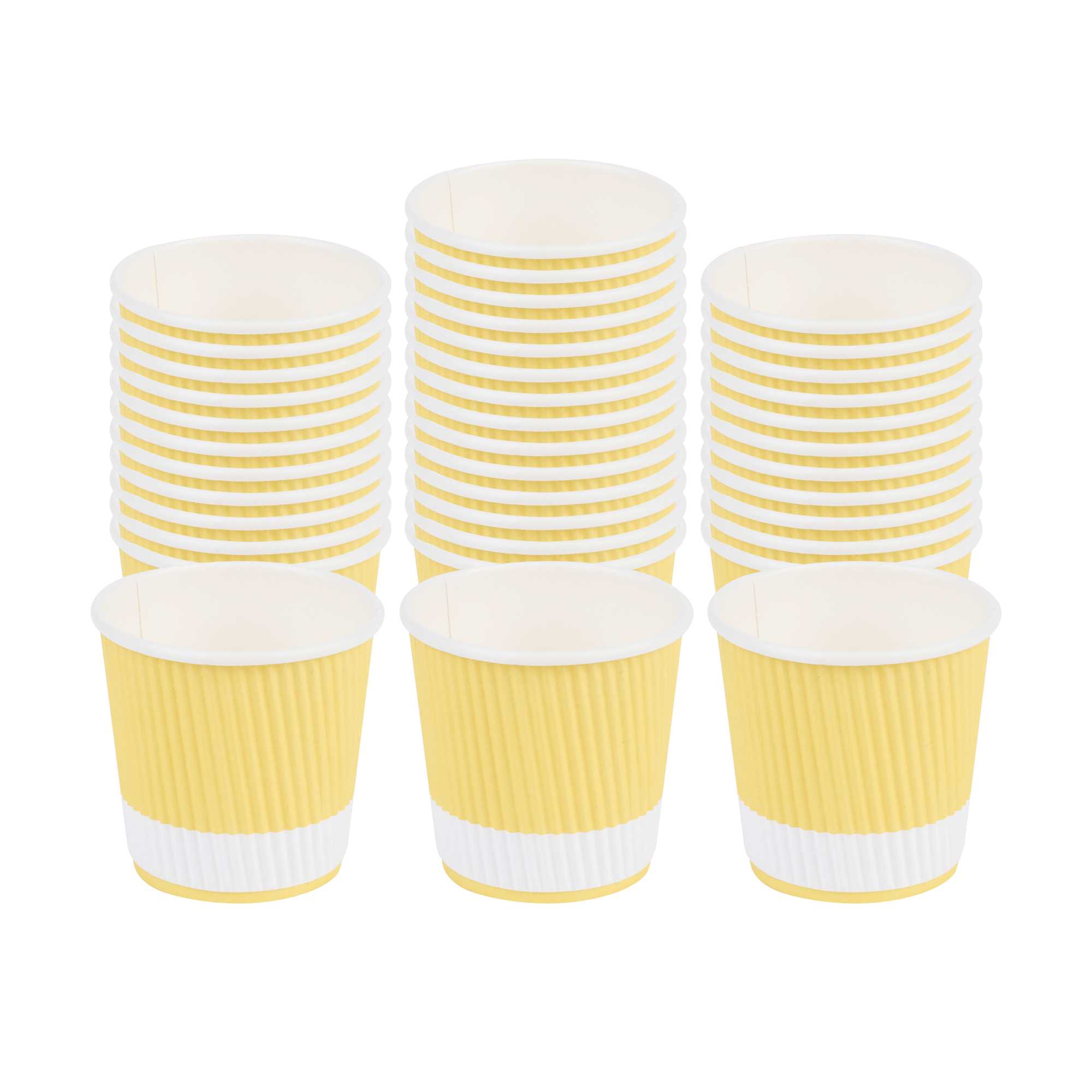 4 oz Light Yellow Paper Coffee Cup - Ripple Wall - 2 1/2" x 2 1/2" x 2 1/4" - 25 count box
