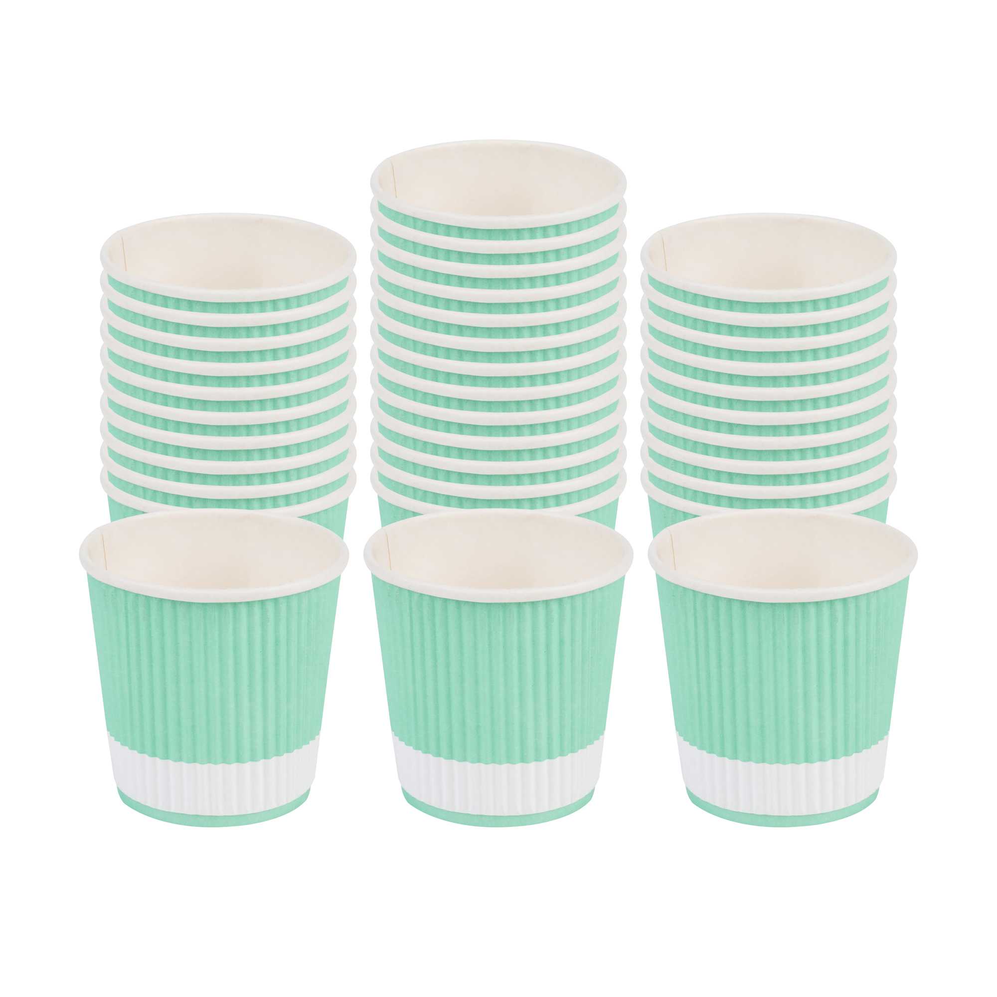 4 oz Light Green Paper Coffee Cup - Ripple Wall - 2 1/2" x 2 1/2" x 2 1/4" - 25 count box