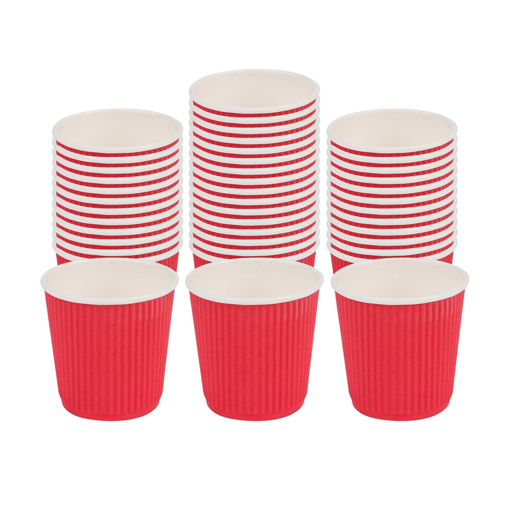 4 oz Red Paper Coffee Cup - Ripple Wall - 2 1/2" x 2 1/2" x 2 1/4" - 500 count box
