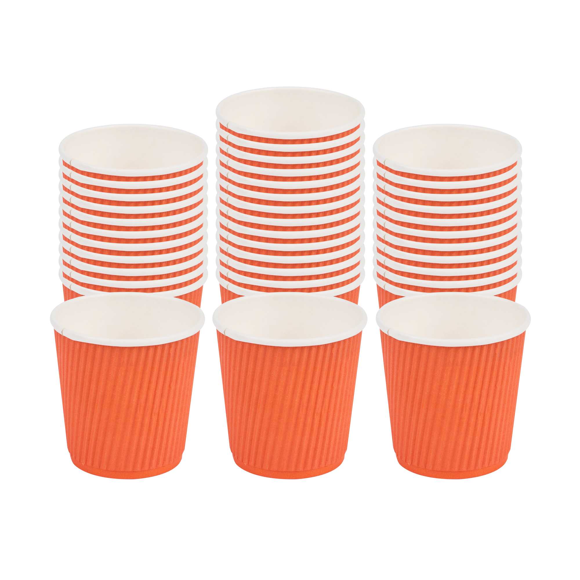 4 oz Tangerine Orange Paper Coffee Cup - Ripple Wall - 2 1/2" x 2 1/2" x 2 1/4" - 25 count box