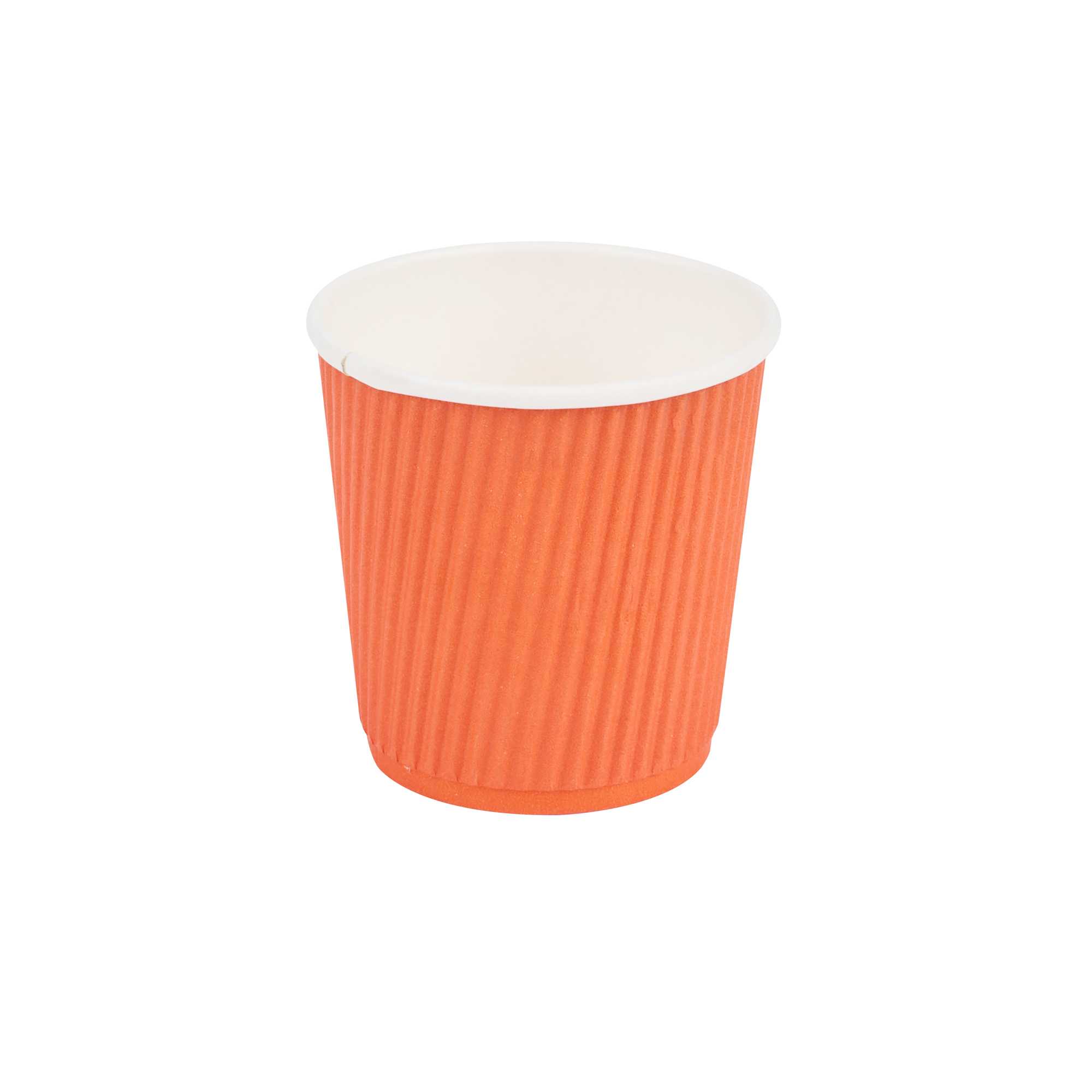 4 oz Tangerine Orange Paper Coffee Cup - Ripple Wall - 2 1/2" x 2 1/2" x 2 1/4" - 25 count box