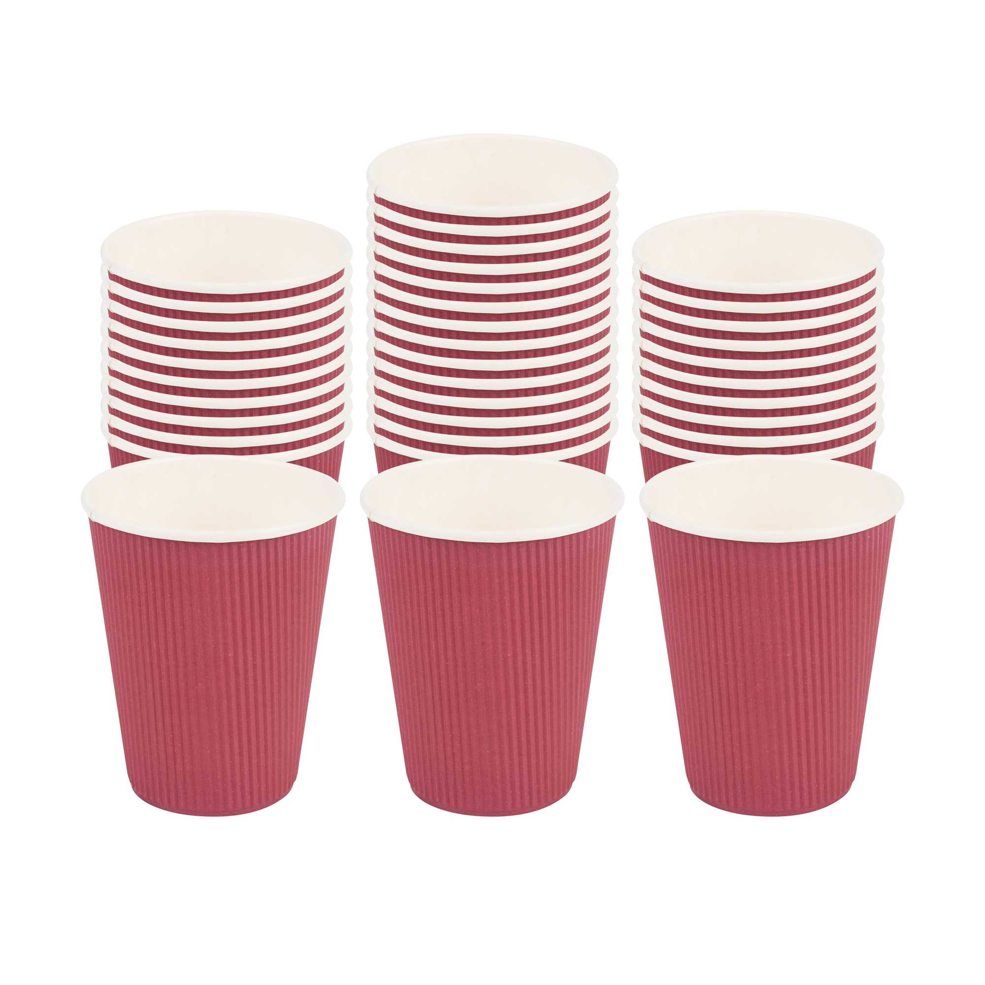 12 oz Crimson Paper Coffee Cup - Ripple Wall - 3 1/2" x 3 1/2" x 4 1/4" - 25 count box