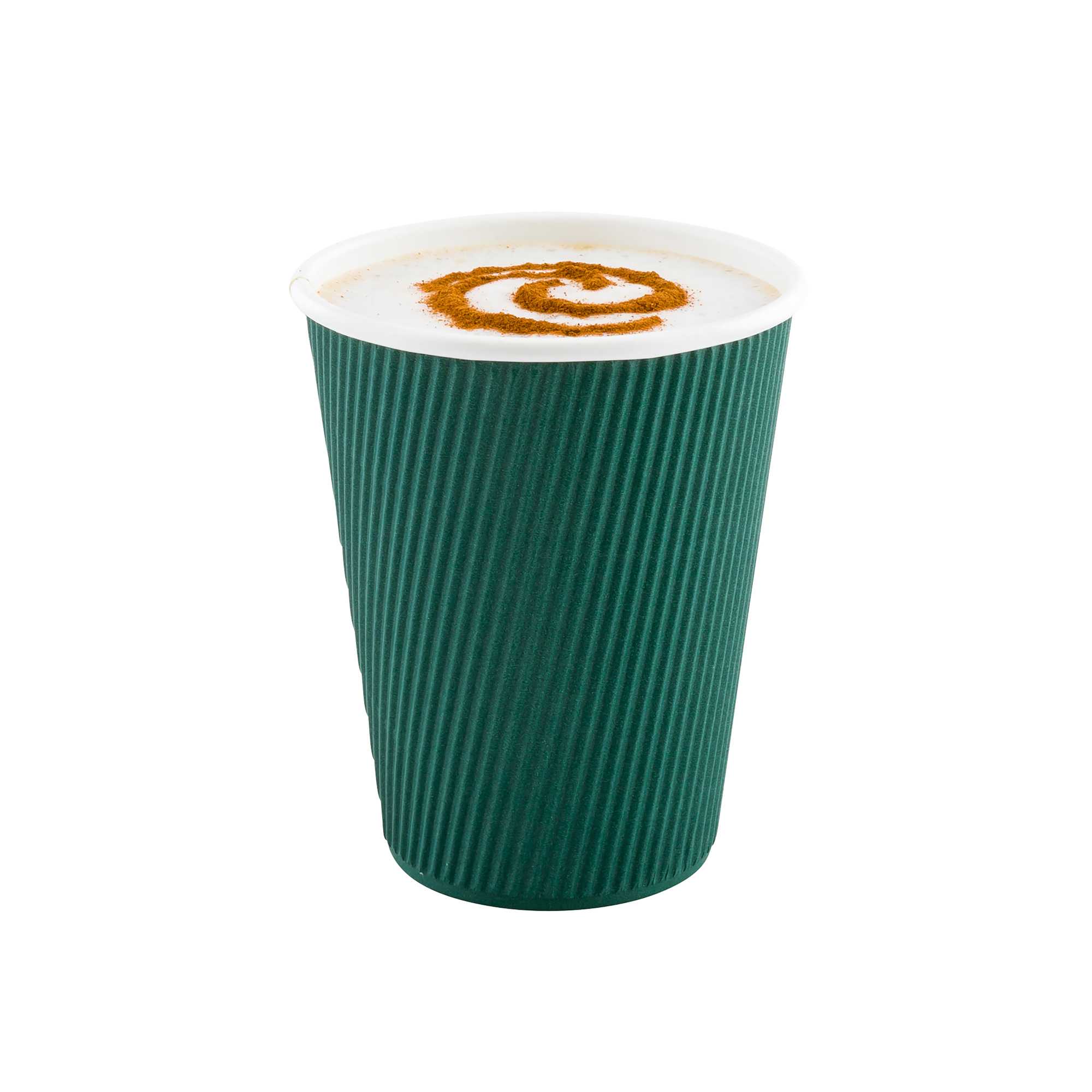12 oz Forest Green Paper Coffee Cup - Ripple Wall - 3 1/2" x 3 1/2" x 4 1/4" - 25 count box