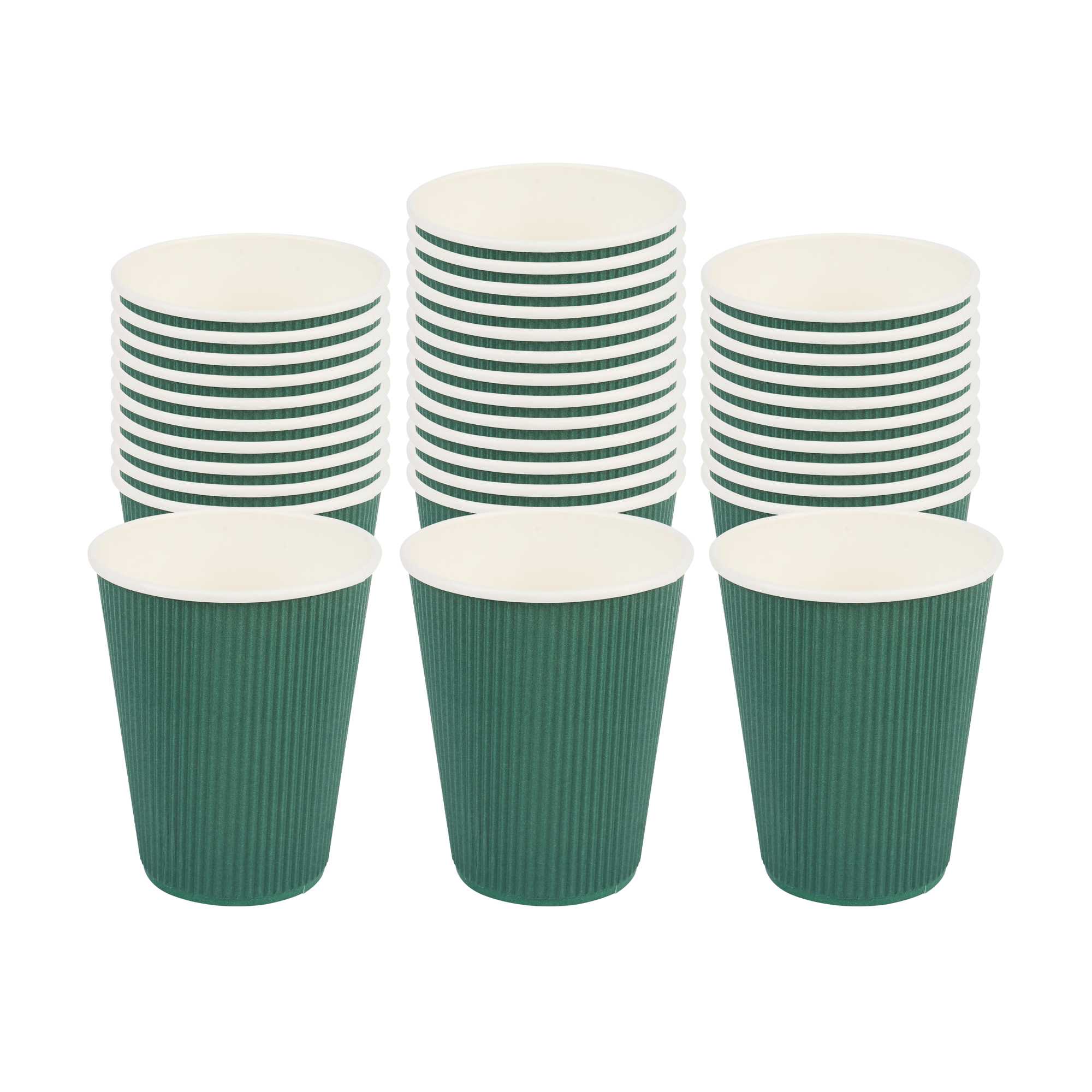 12 oz Forest Green Paper Coffee Cup - Ripple Wall - 3 1/2" x 3 1/2" x 4 1/4" - 25 count box
