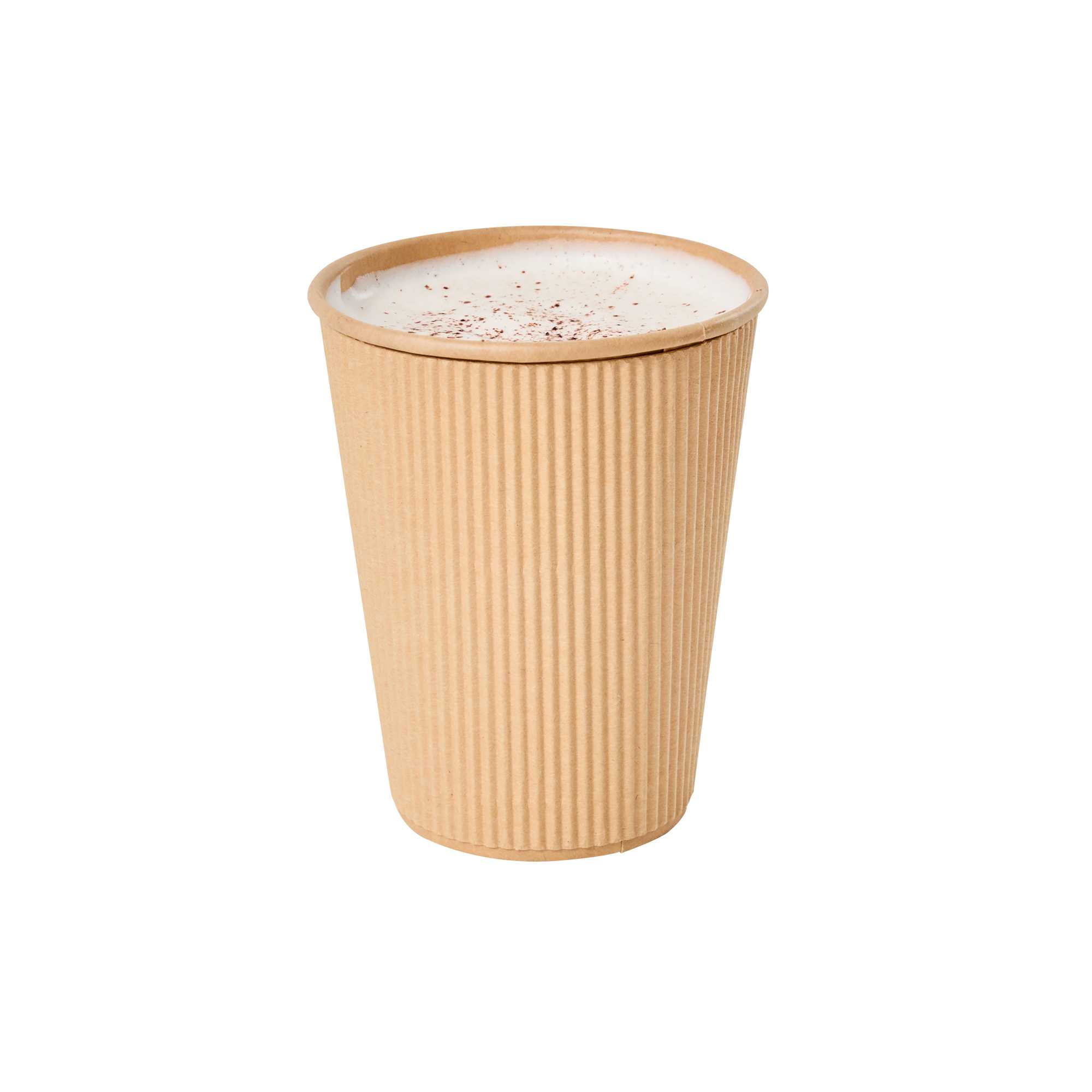 Restpresso 12 oz Kraft Paper Coffee Cup - Ripple Wall - 3 1/2" x 3 1/2" x 4 1/4" - 500 count box