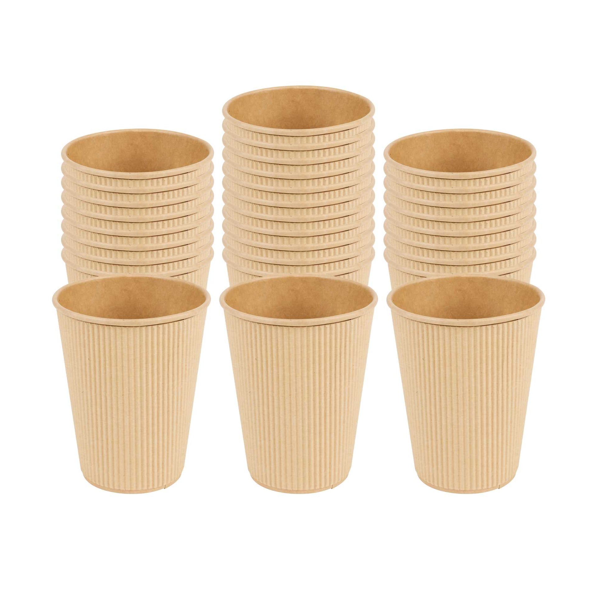 Restpresso 12 oz Kraft Paper Coffee Cup - Ripple Wall - 3 1/2" x 3 1/2" x 4 1/4" - 500 count box