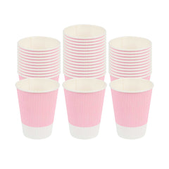 Restpresso 12 oz Light Pink Paper Coffee Cup - Ripple Wall - 3 1/2