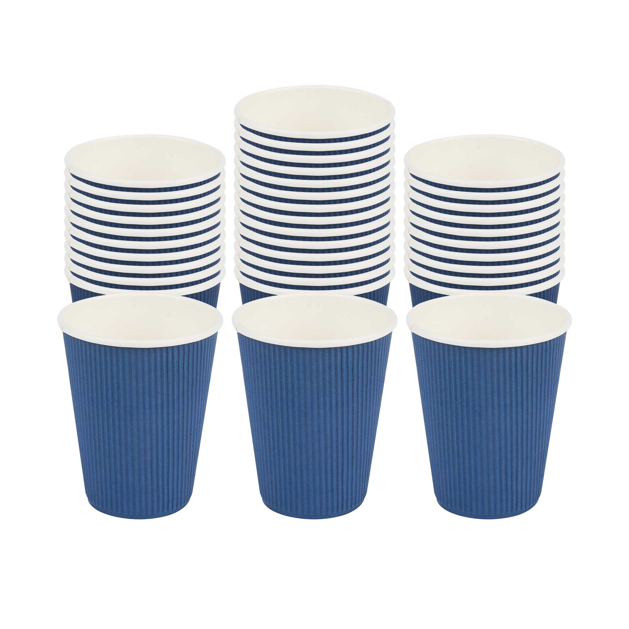 12 oz Midnight Blue Paper Coffee Cup - Ripple Wall - 3 1/2" x 3 1/2" x 4 1/4" - 25 count box