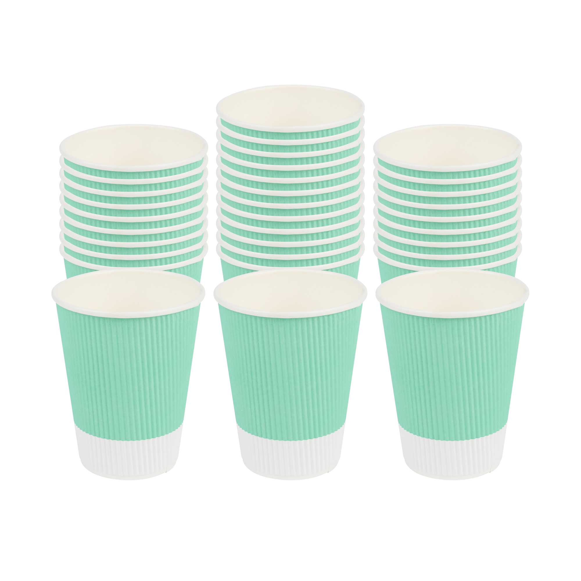 12 oz Light Green Paper Coffee Cup - Ripple Wall - 3 1/2" x 3 1/2" x 4 1/4" - 25 count box