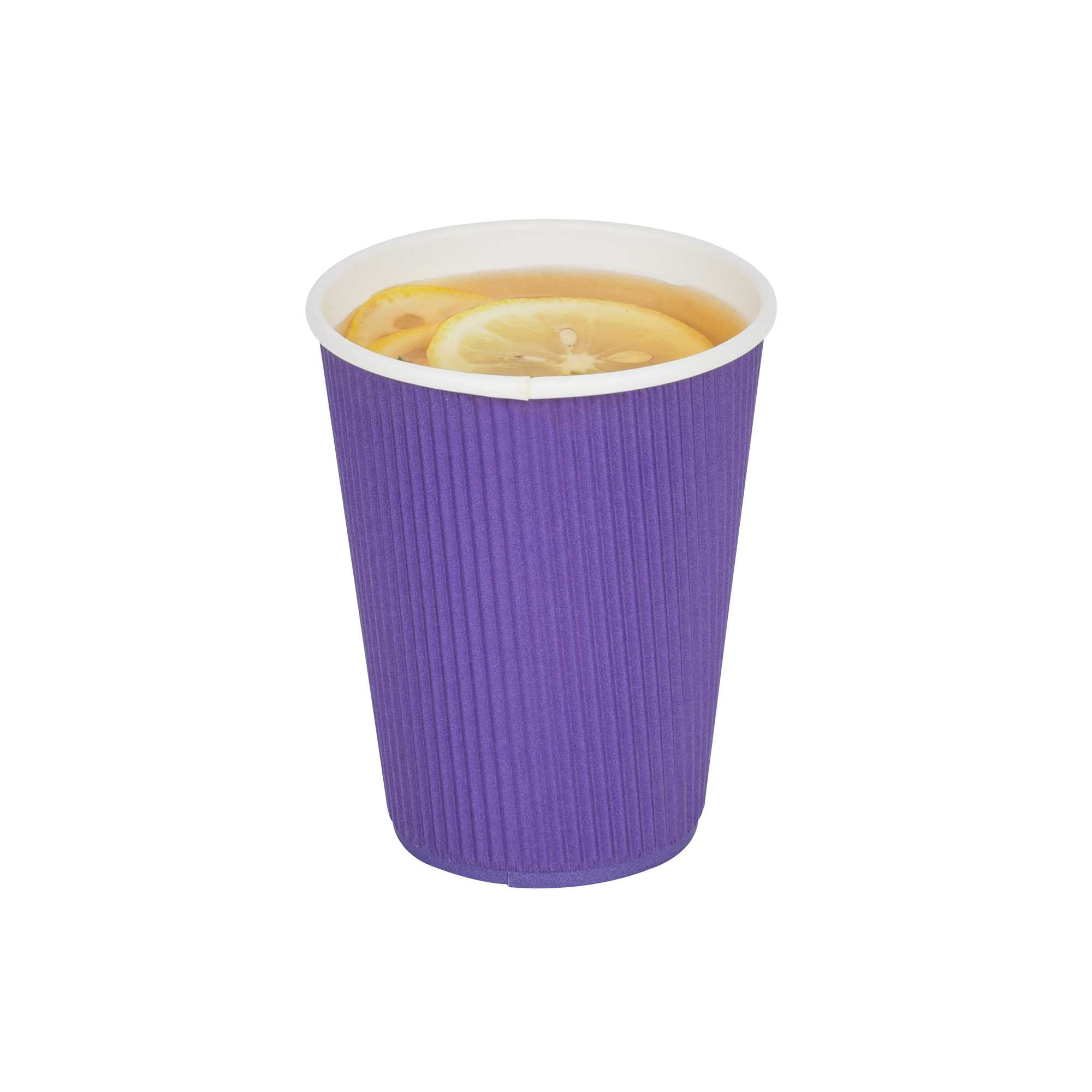 12 oz Royal Purple Paper Coffee Cup - Ripple Wall - 3 1/2" x 3 1/2" x 4 1/4" - 25 count box