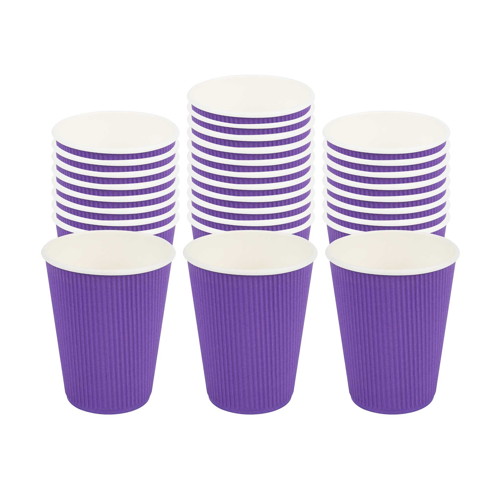 12 oz Royal Purple Paper Coffee Cup - Ripple Wall - 3 1/2" x 3 1/2" x 4 1/4" - 25 count box