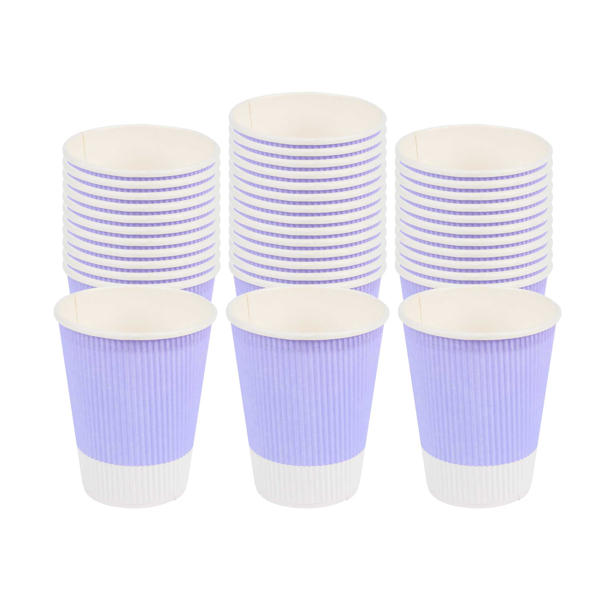 12 oz Light Purple Paper Coffee Cup - Ripple Wall - 3 1/2" x 3 1/2" x 4 1/4" - 25 count box