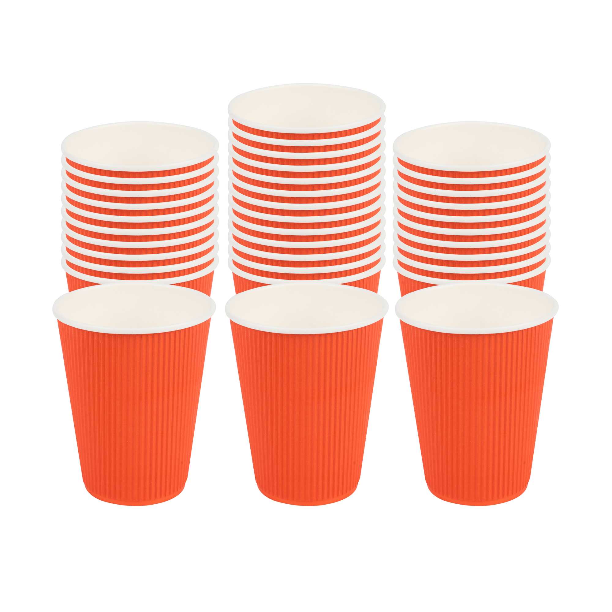12 oz Tangerine Orange Paper Coffee Cup - Ripple Wall - 3 1/2" x 3 1/2" x 4 1/4" - 25 count box