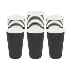 16 oz Black Paper Coffee Cup - Ripple Wall - 3 1/2
