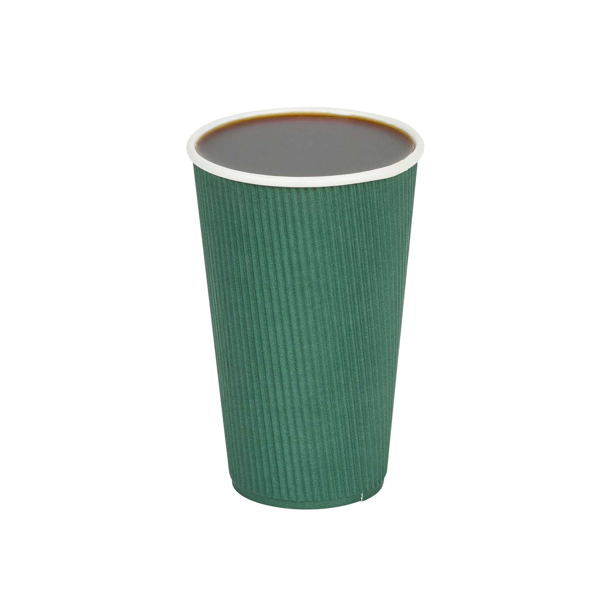 16 oz Forest Green Paper Coffee Cup - Ripple Wall - 3 1/2" x 3 1/2" x 5 1/2" - 25 count box