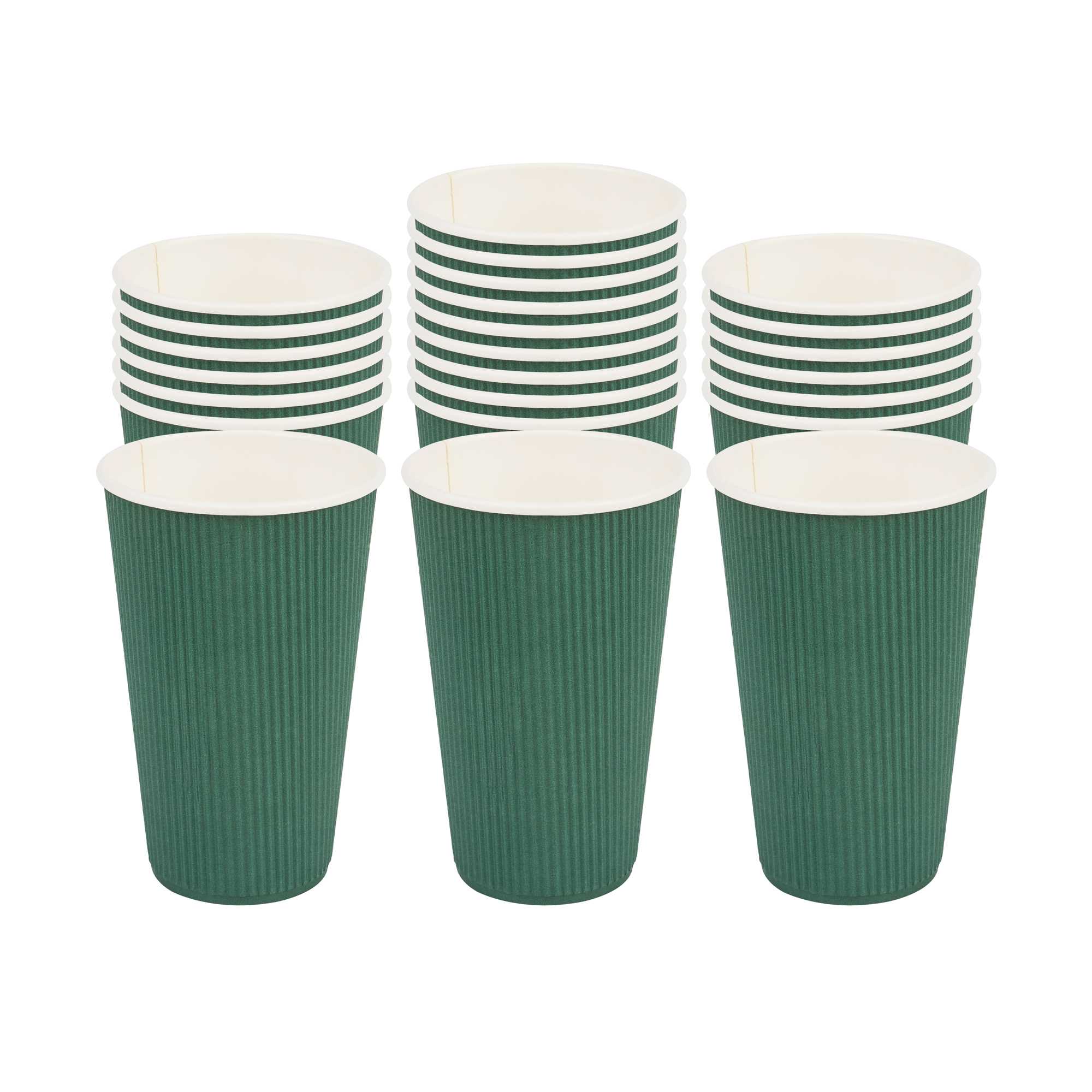 16 oz Forest Green Paper Coffee Cup - Ripple Wall - 3 1/2" x 3 1/2" x 5 1/2" - 25 count box